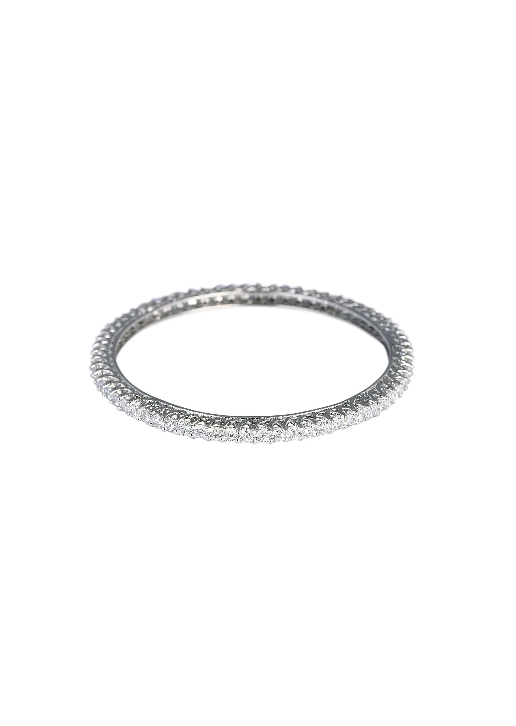 92.5 Sterling Silver Bangles With White Zirconia Set of 2 - Image 5