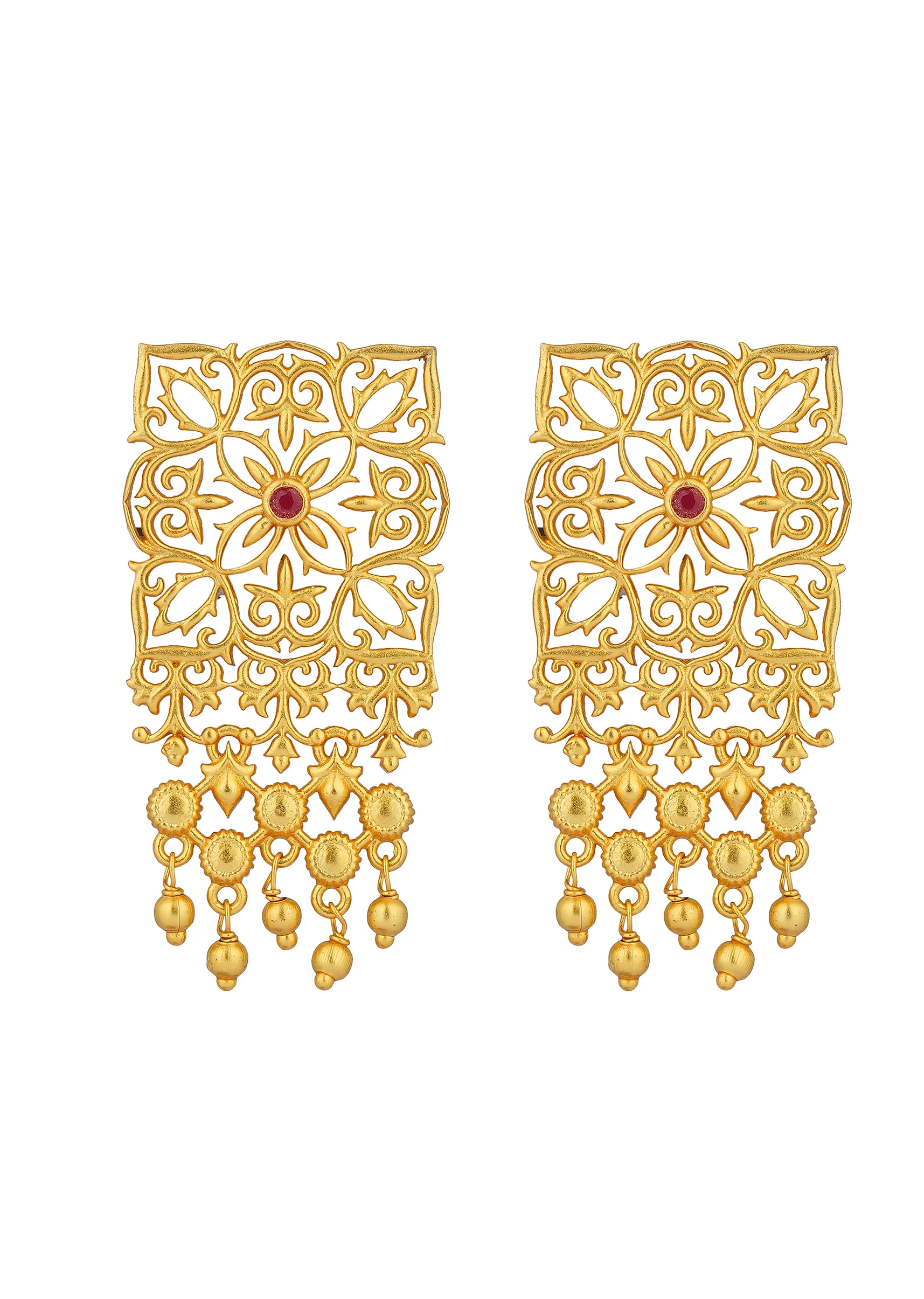Antique Gold Eternal Enigma Stud Earrings With Zircon Accents - Image 2