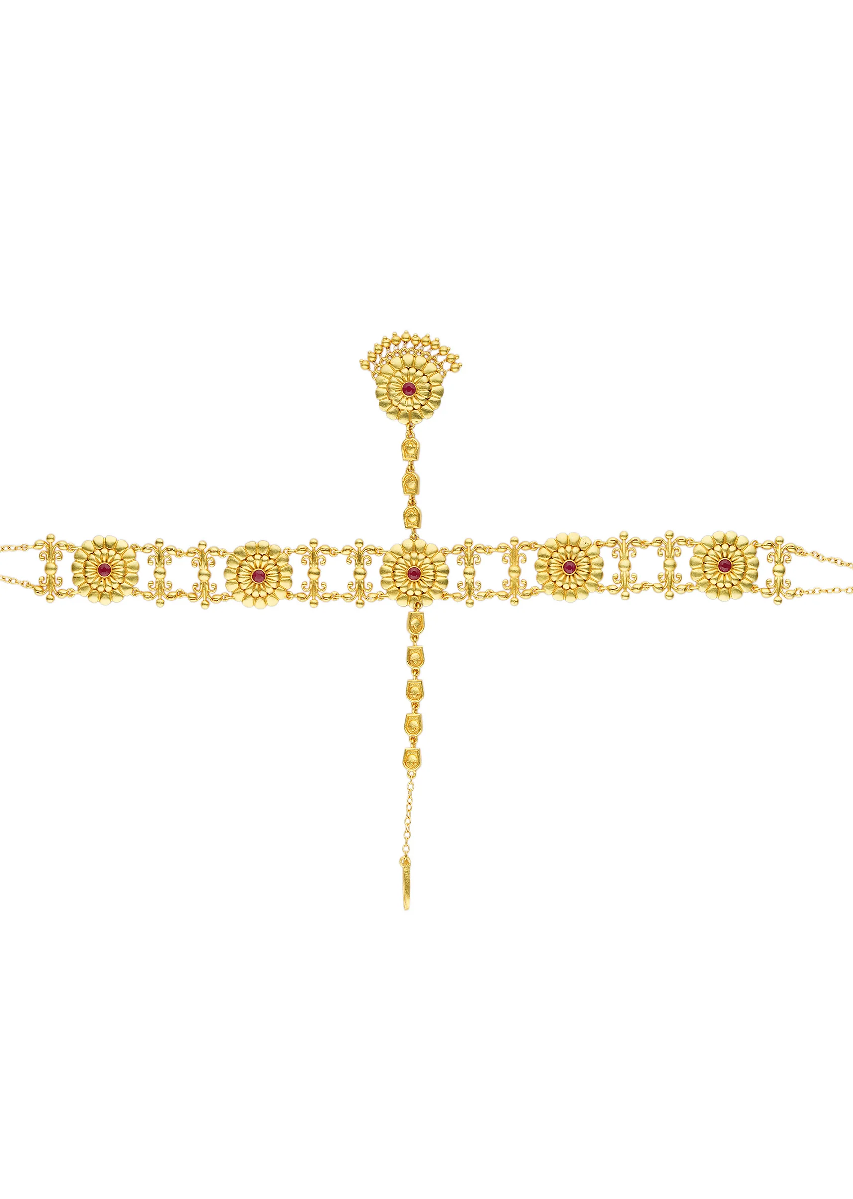 Antique Gold Maatha Patti With Zircon Embellishments - Image 3