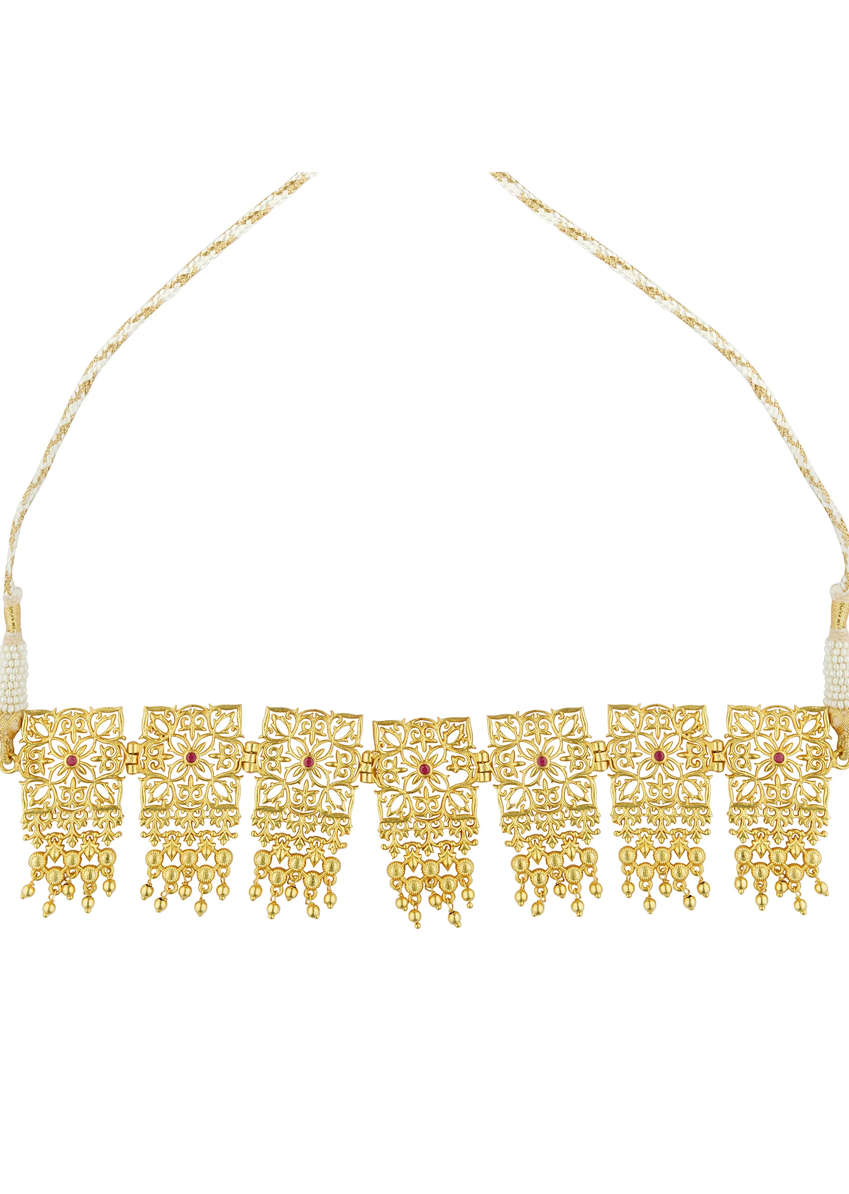 Antique Gold Mix Metal Zircon Choker Necklace - Image 2