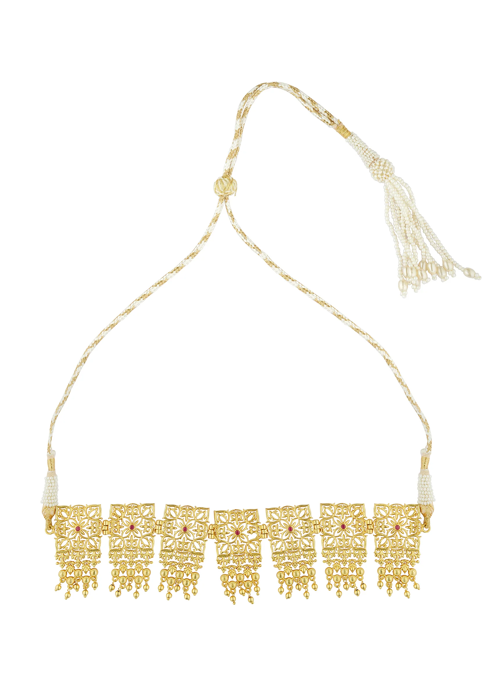 Antique Gold Mix Metal Zircon Choker Necklace - Image 3