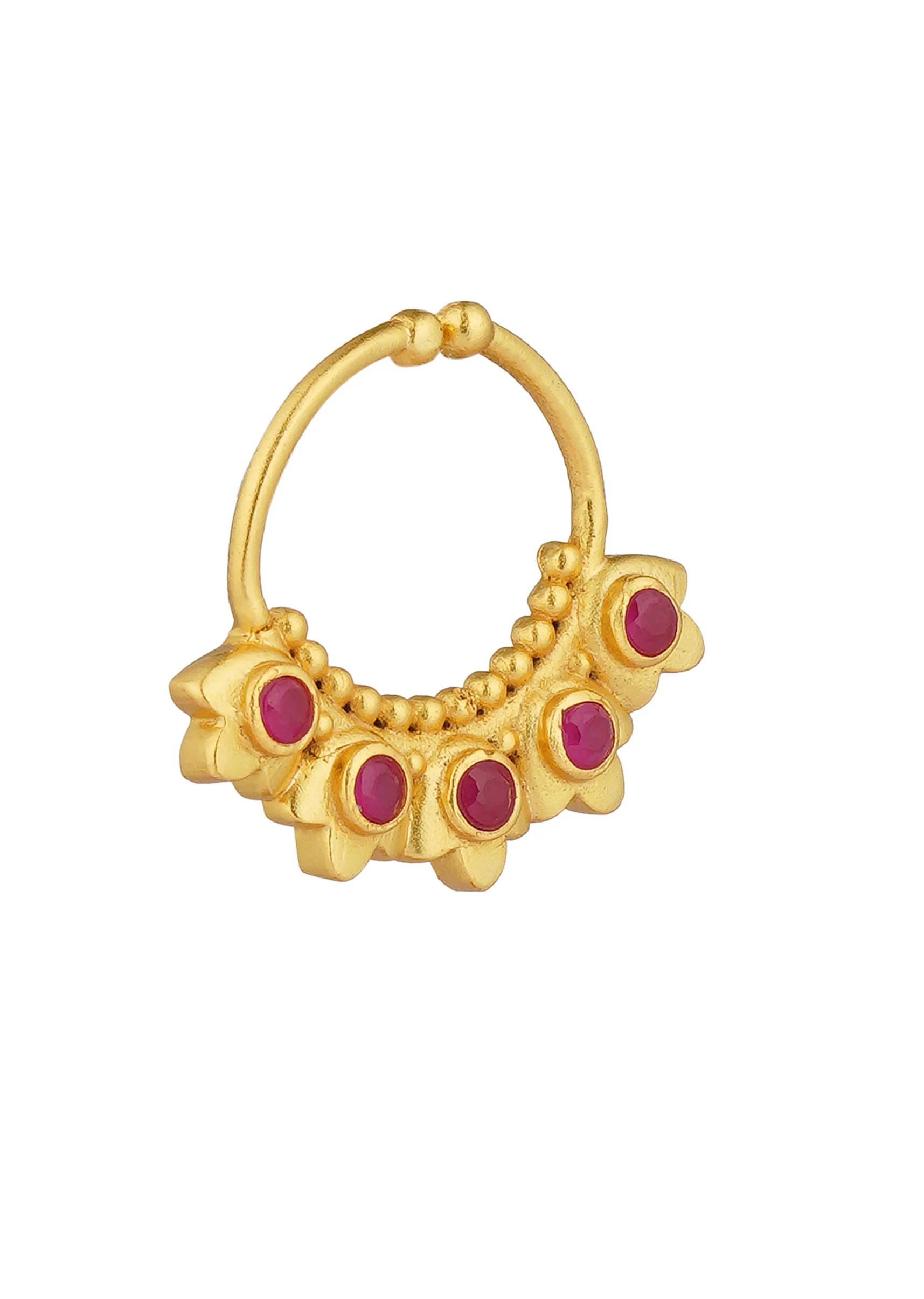 Antique Gold Nath With Lotus Inspired Design - Image 4