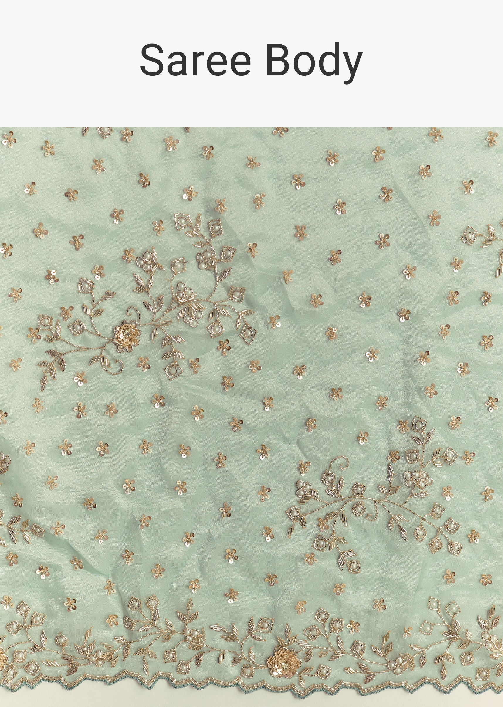Aqua Blue Tissue Saree With Cutwork And Unstitched Embellished Blouse - Image 8