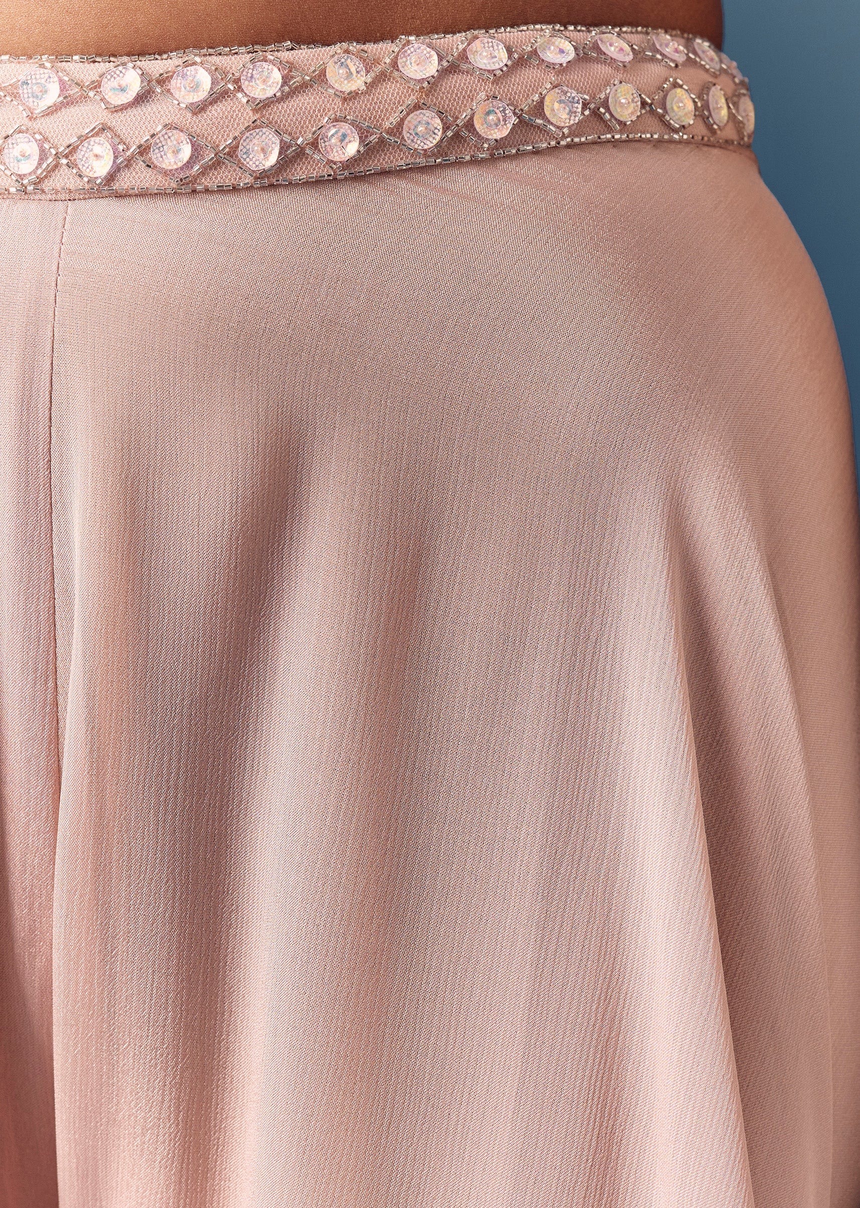 Baby Pink Embellished Croptop Palazzo Set With Dupatta - Image 6