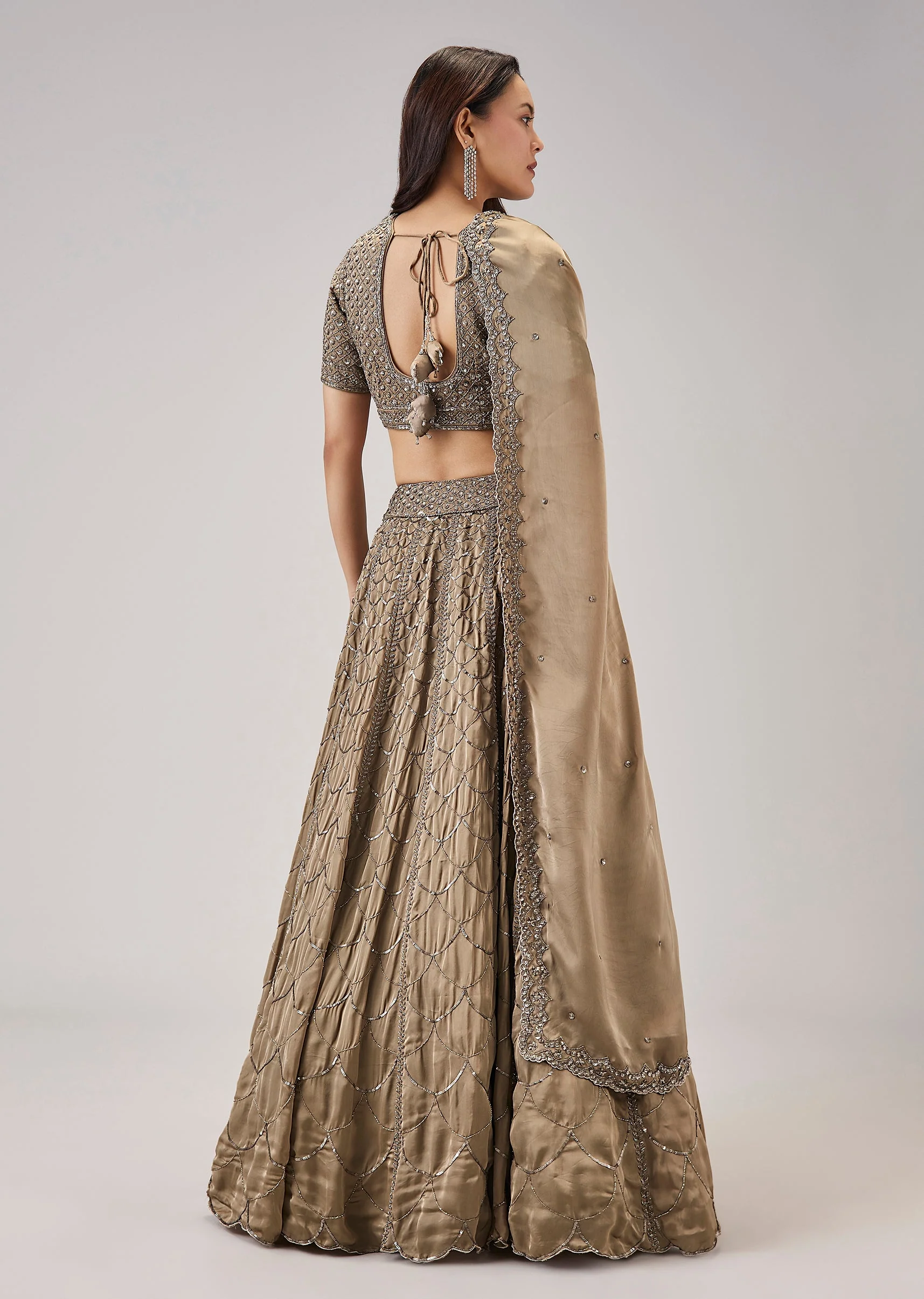 Beige Cut Dana With Sequins Embroidered Lehenga - Image 5