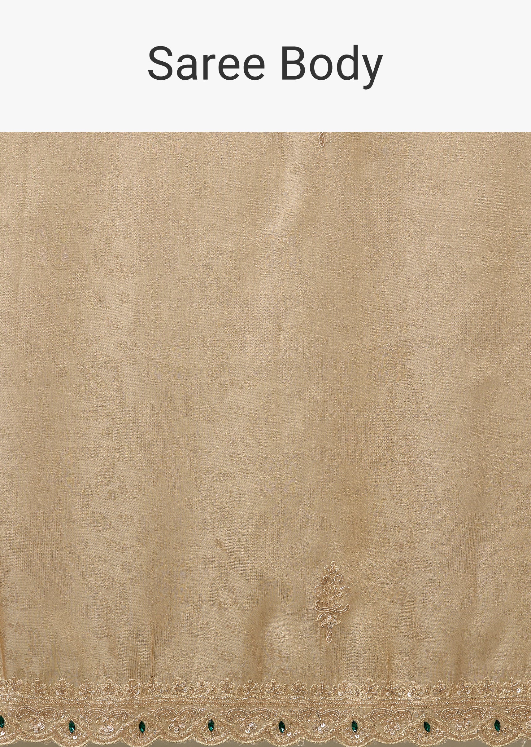 Beige Jacquard Dola Silk Saree - Image 9