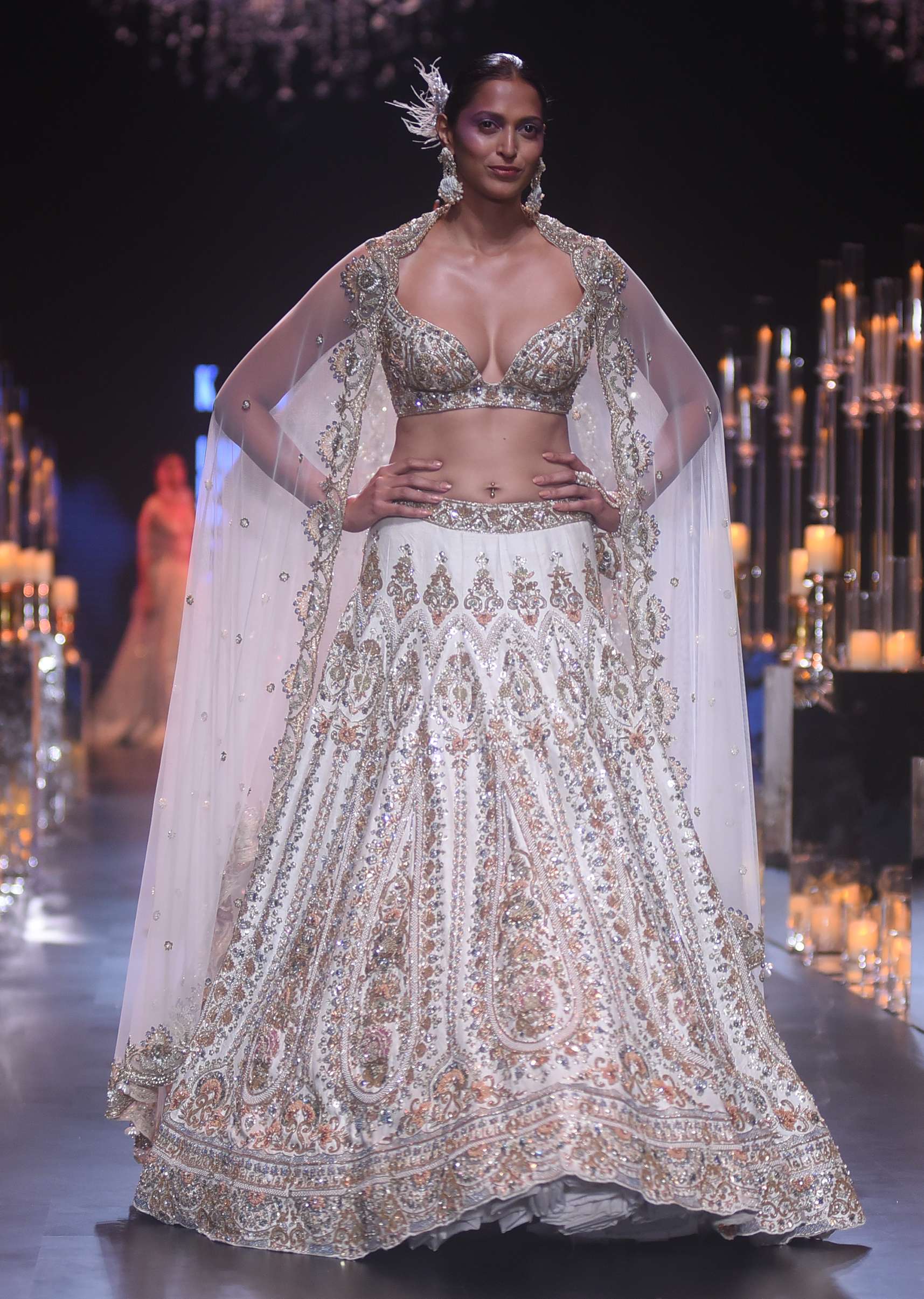 Beige Lehenga Set In Raw Silk With Sequin Embellishments And Pearl Work - Image 2