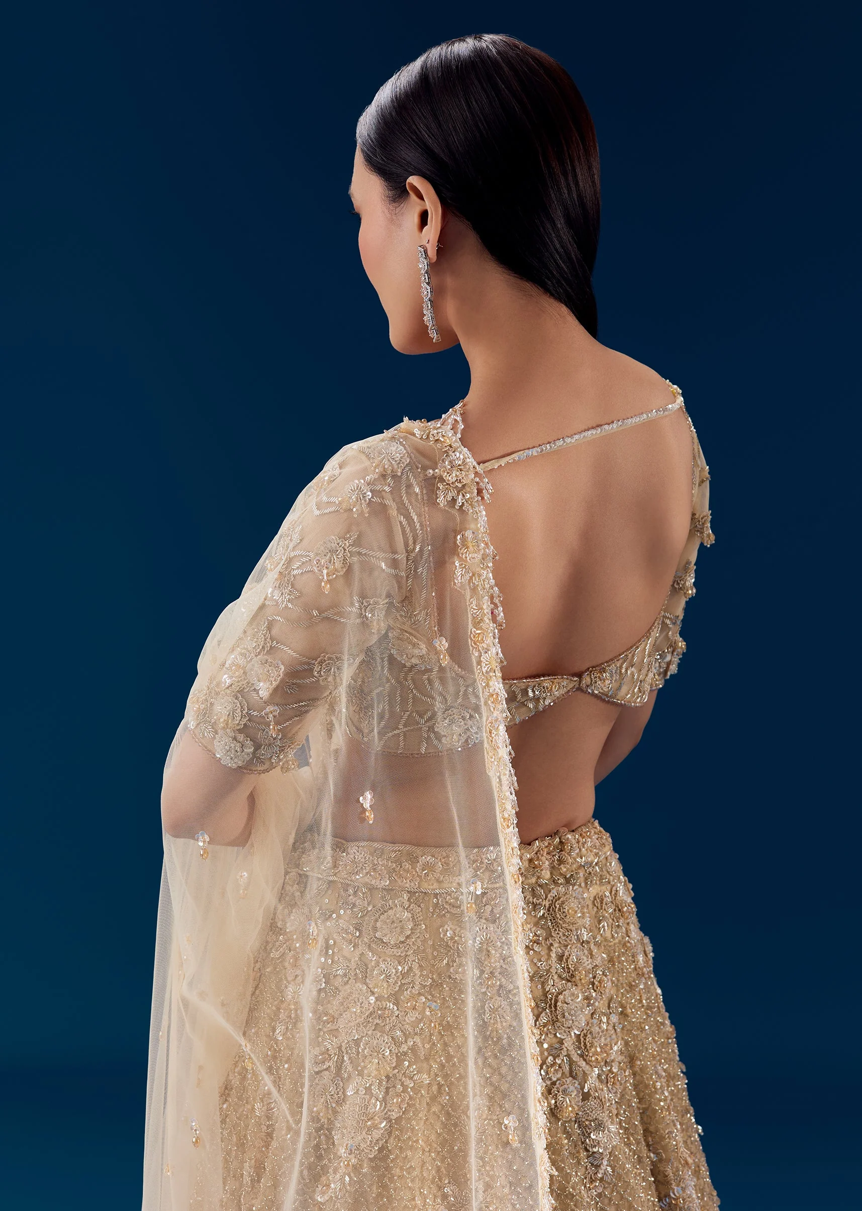 Beige Resham Embroidered Bridal Lehenga Set - Image 6