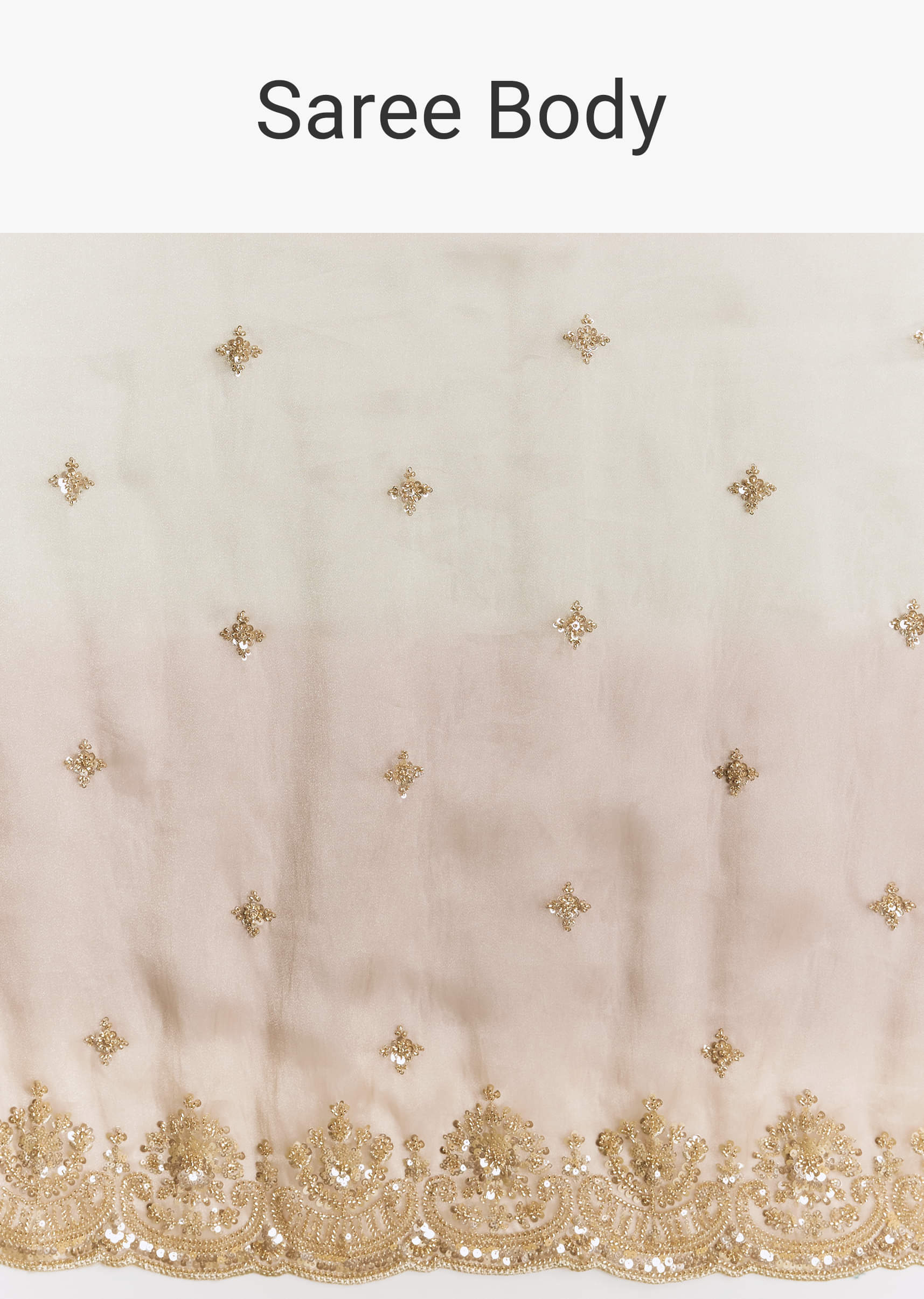 Beige Shaded Tissue Saree With Sequins Beads And Cutdana - Image 9