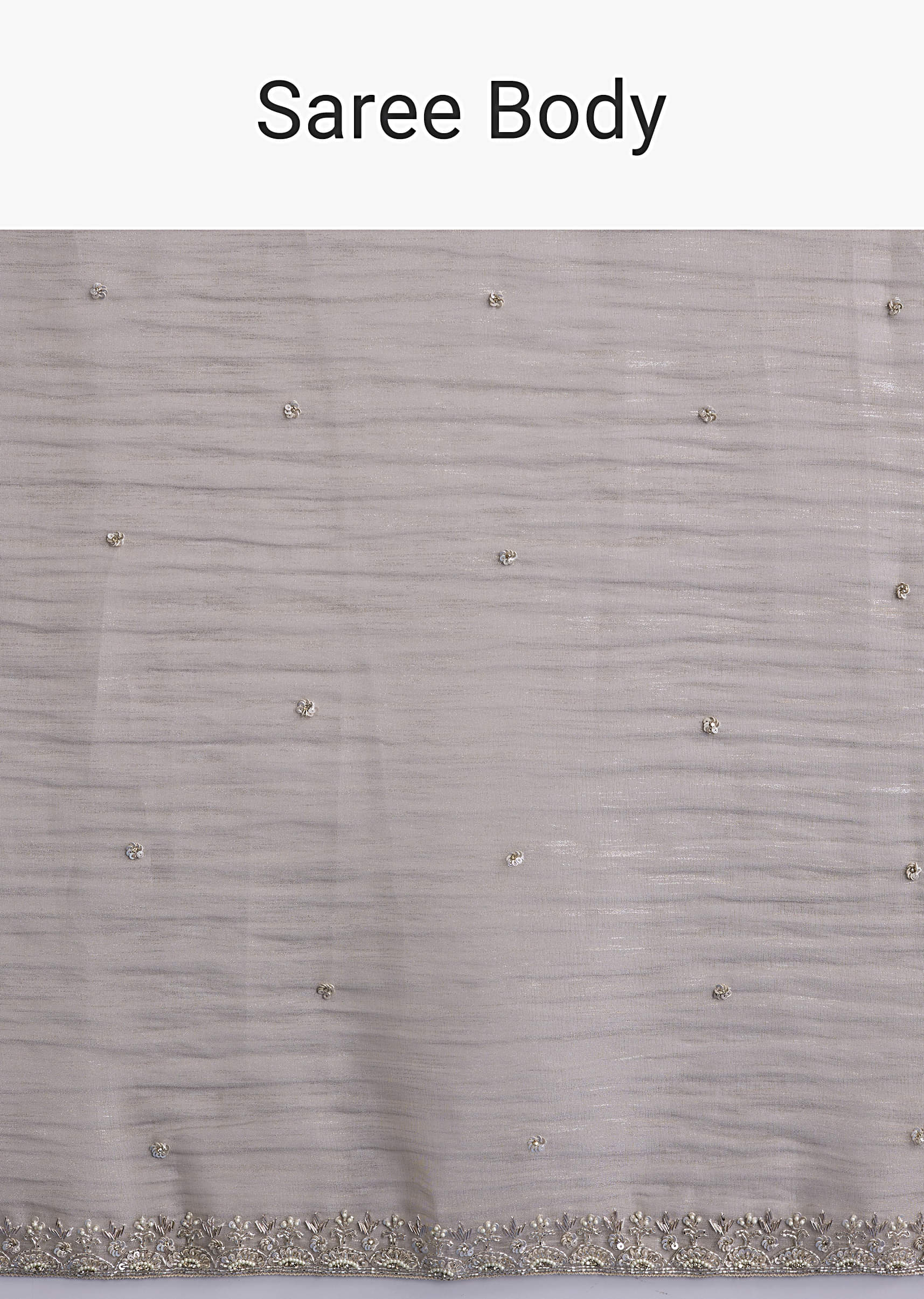 Beige Tissue Saree With Heavy Hand Embroidery - Image 9