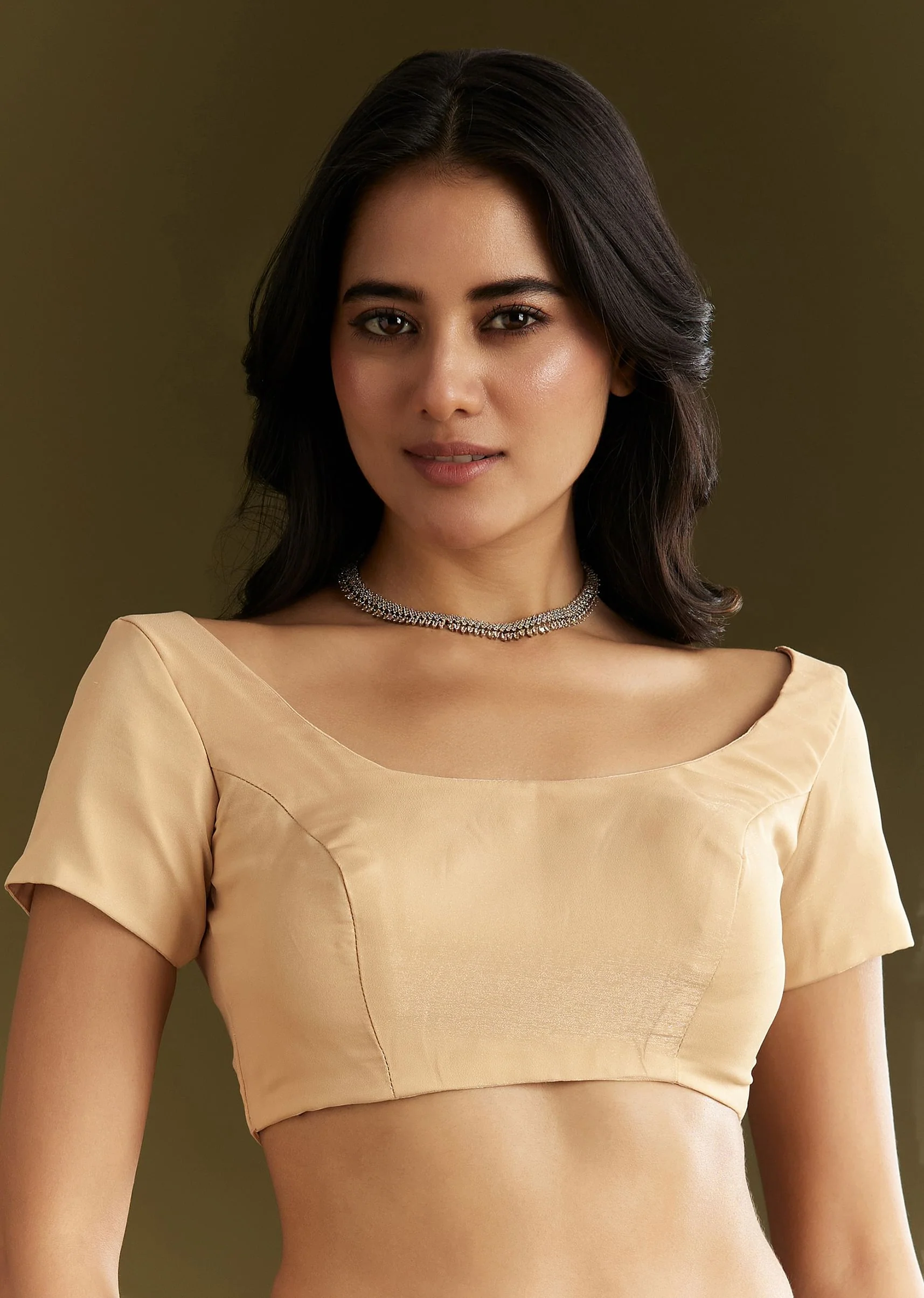 Beige Tissue Saree With Leaf Motif Embroidery In Sequins And Cutdana - Image 7