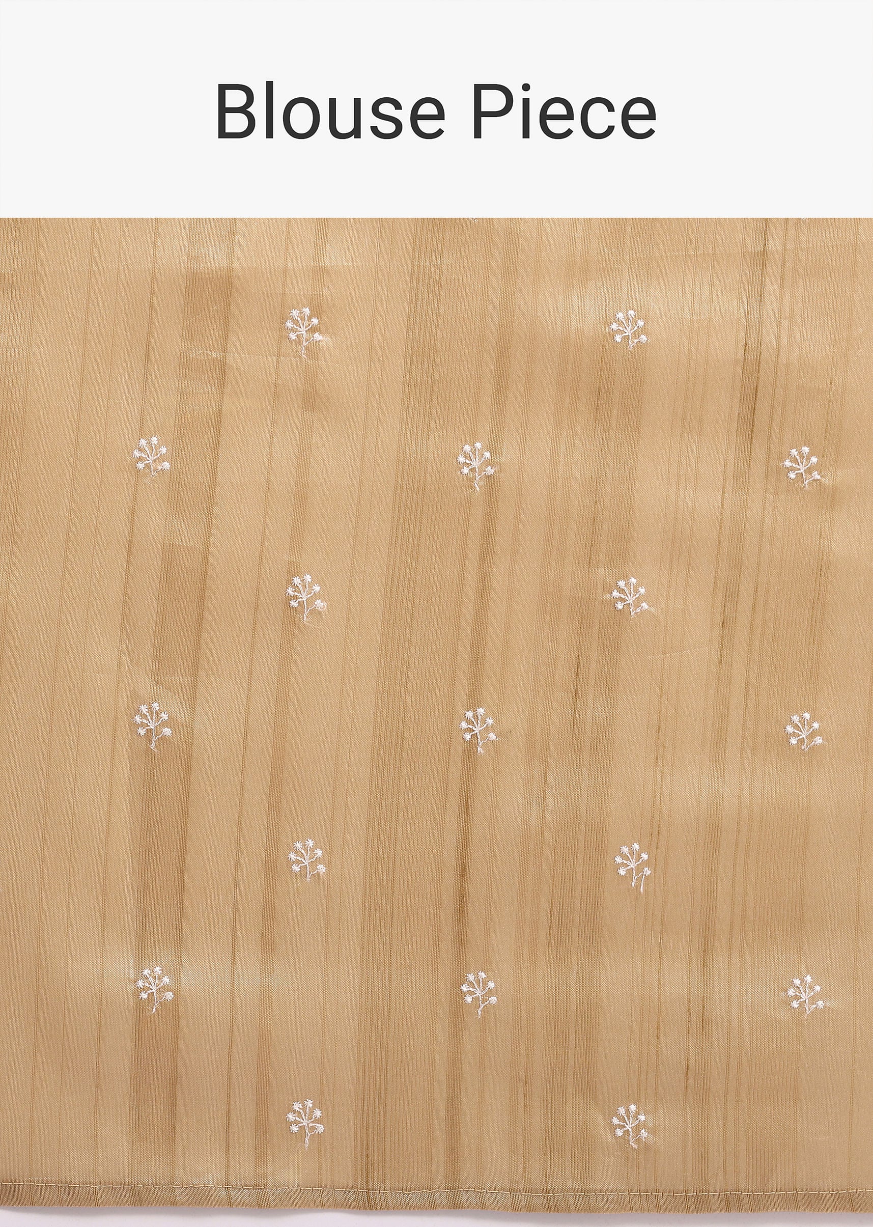 Beige Tussar Saree With Unstitched Blouse - Image 9