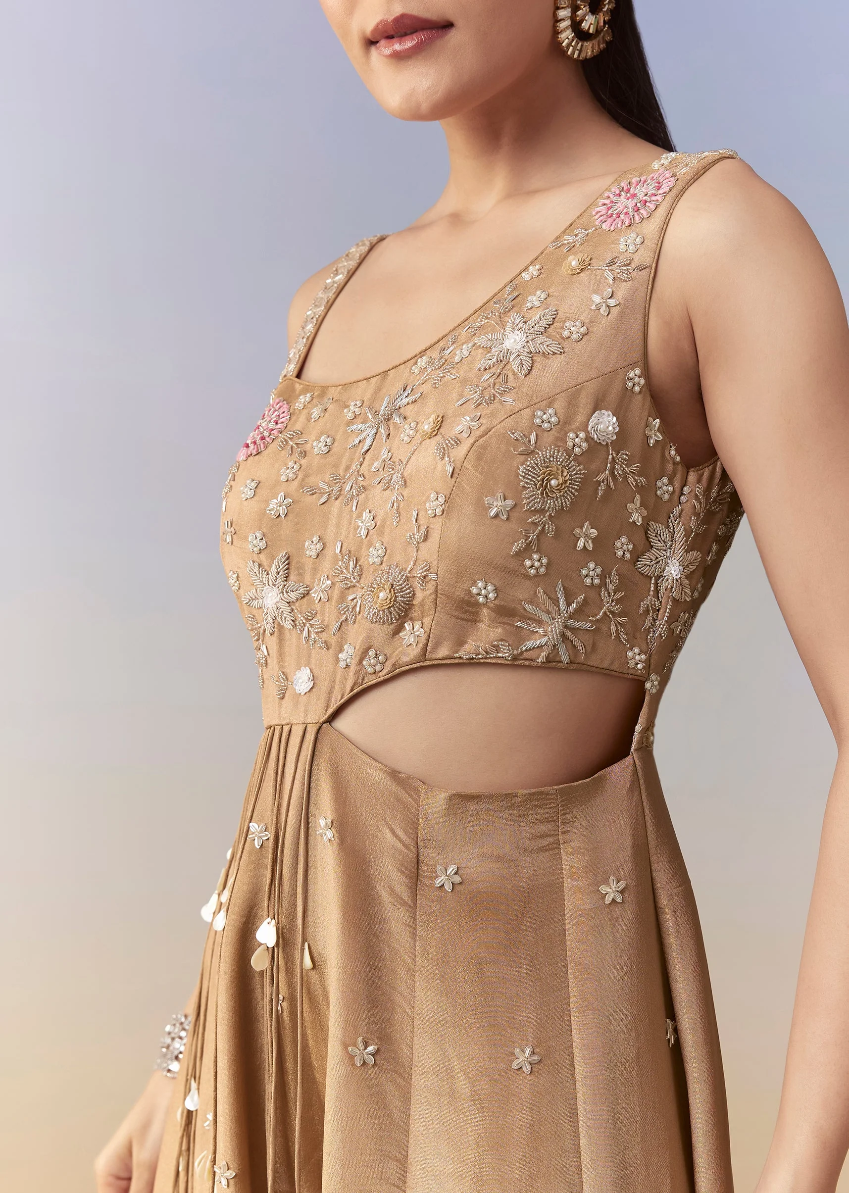 Beige Zardozi Embroidered Jumpsuit - Image 2