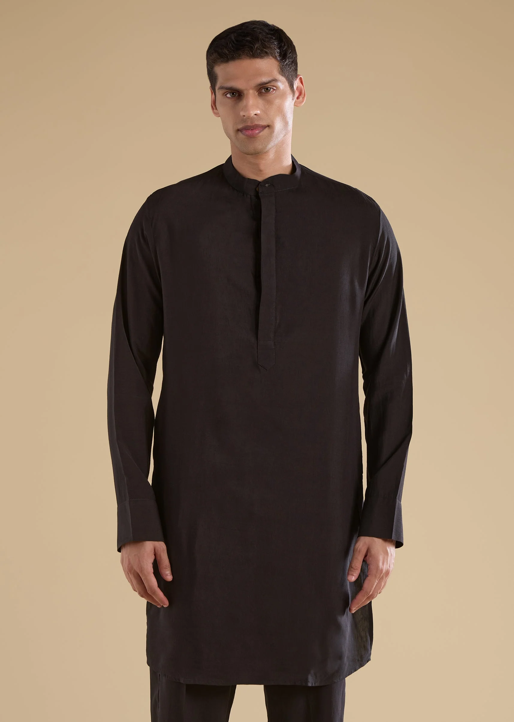Black Ajrakh Printed Kurta Jacket Set - Image 6