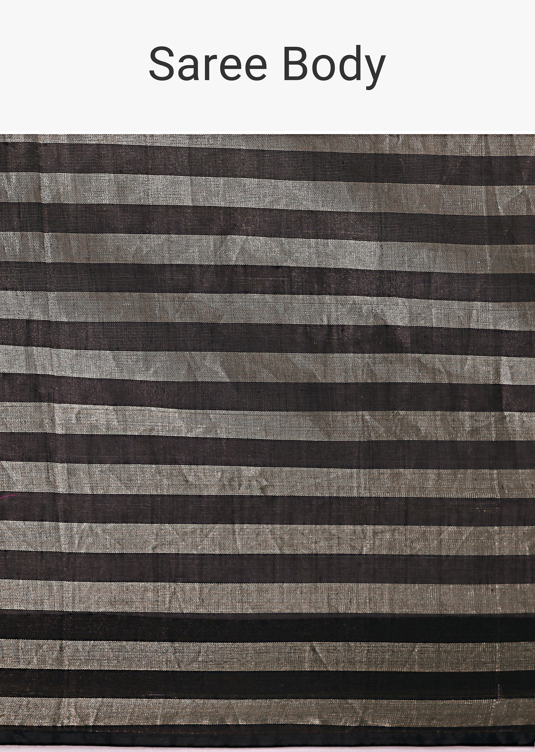 Black And Silver Half Striped Chanderi Saree And Stitched Blouse - Image 8