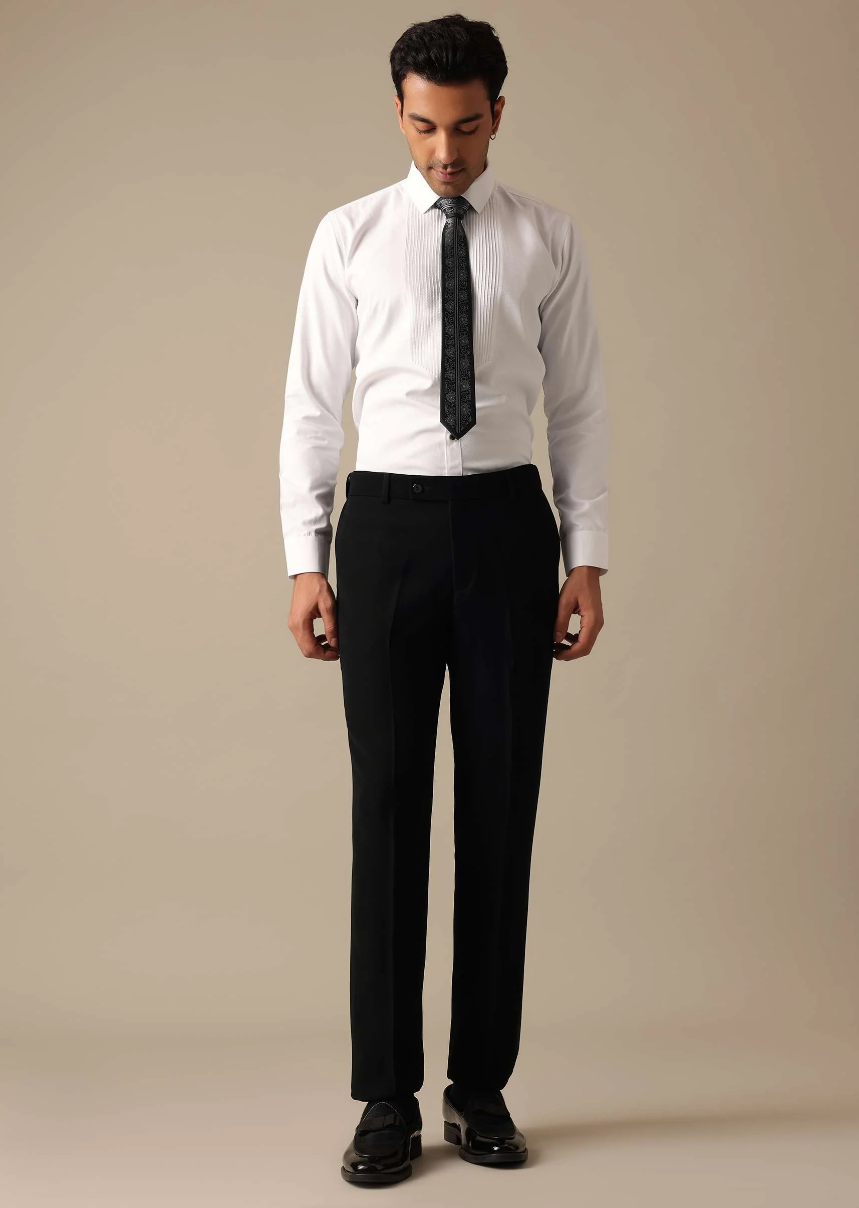 Black Blazer And Pant Set Tuxedo With Cutwork Detail - Image 15