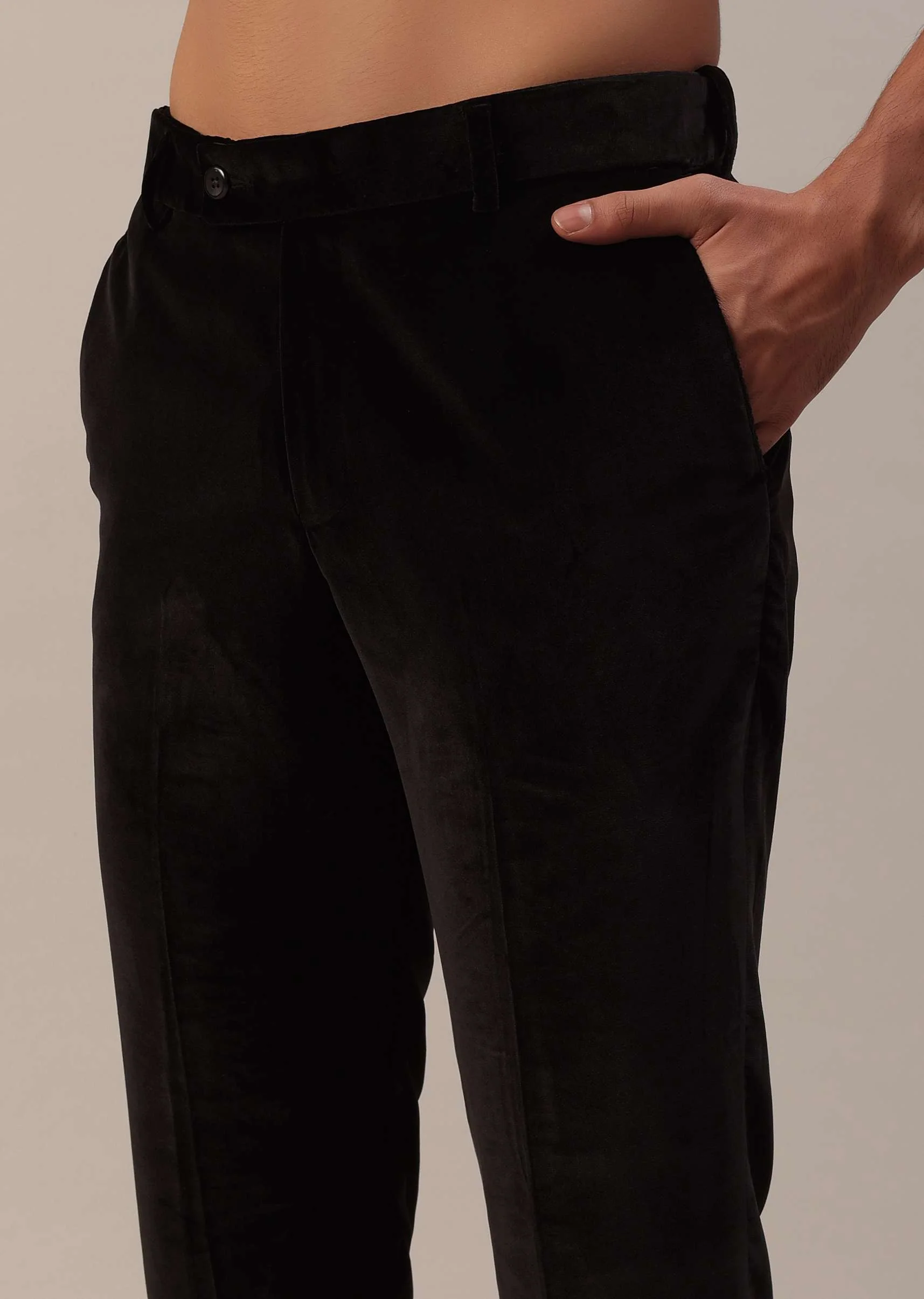 Black Crystal Handwork Tuxedo Set In Velvet - Image 9