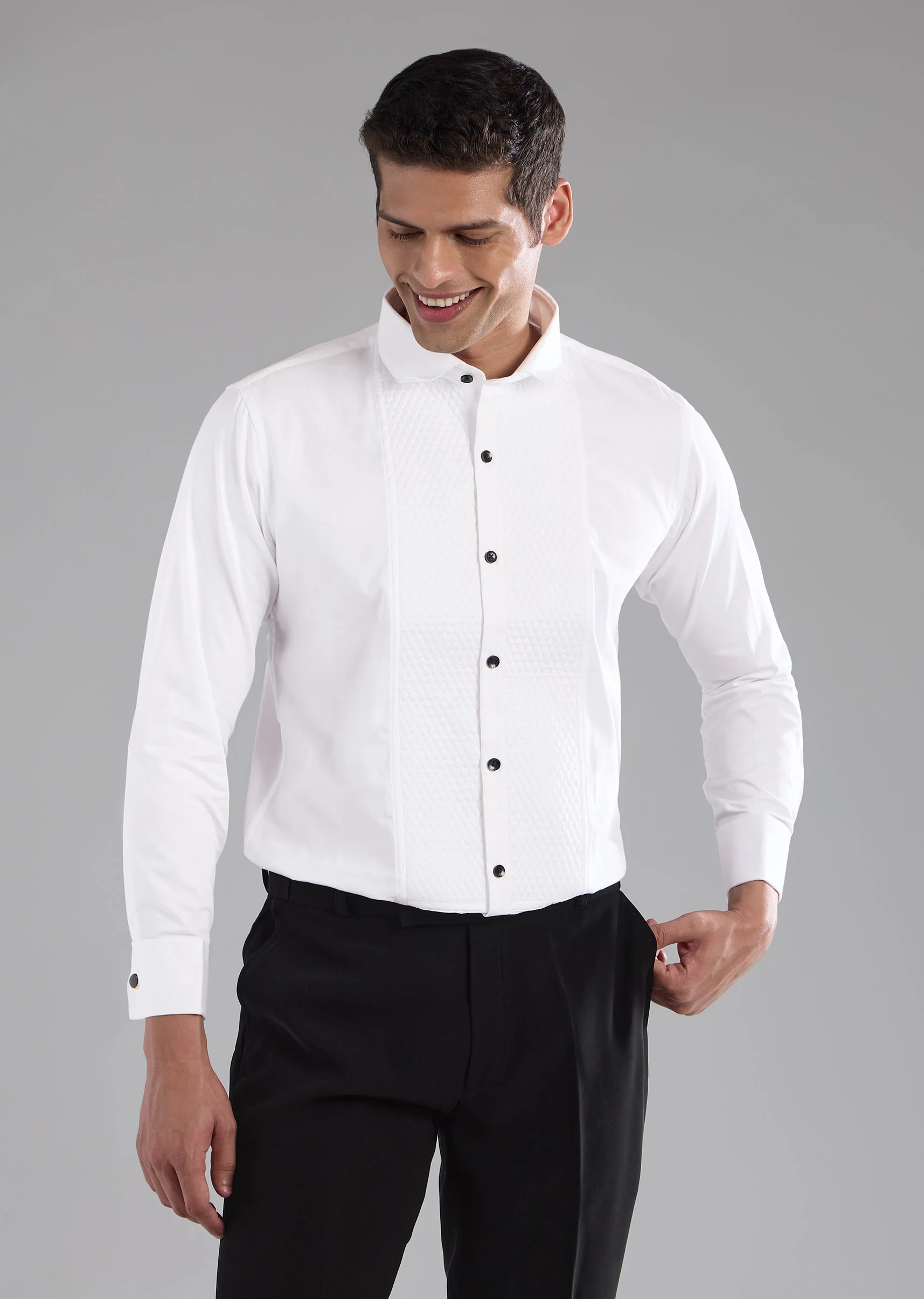 Black Cutdana Embellished Tuxedo Set - Image 7
