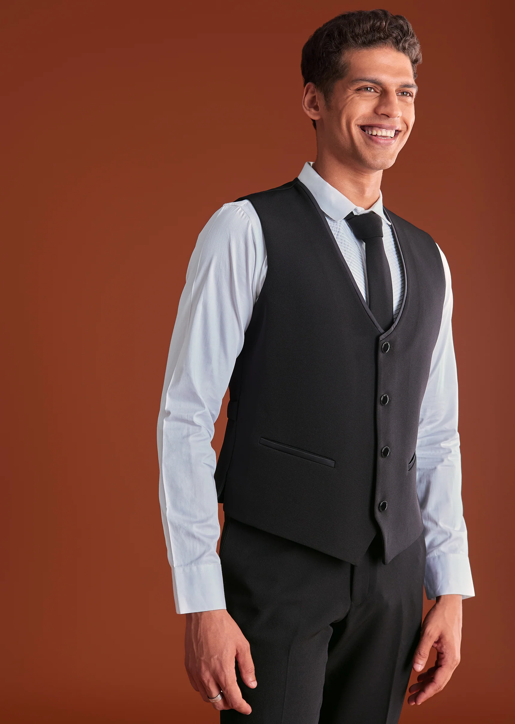 Black Cutdana Embroidereid Tuxedo Set With Accessories - Image 6