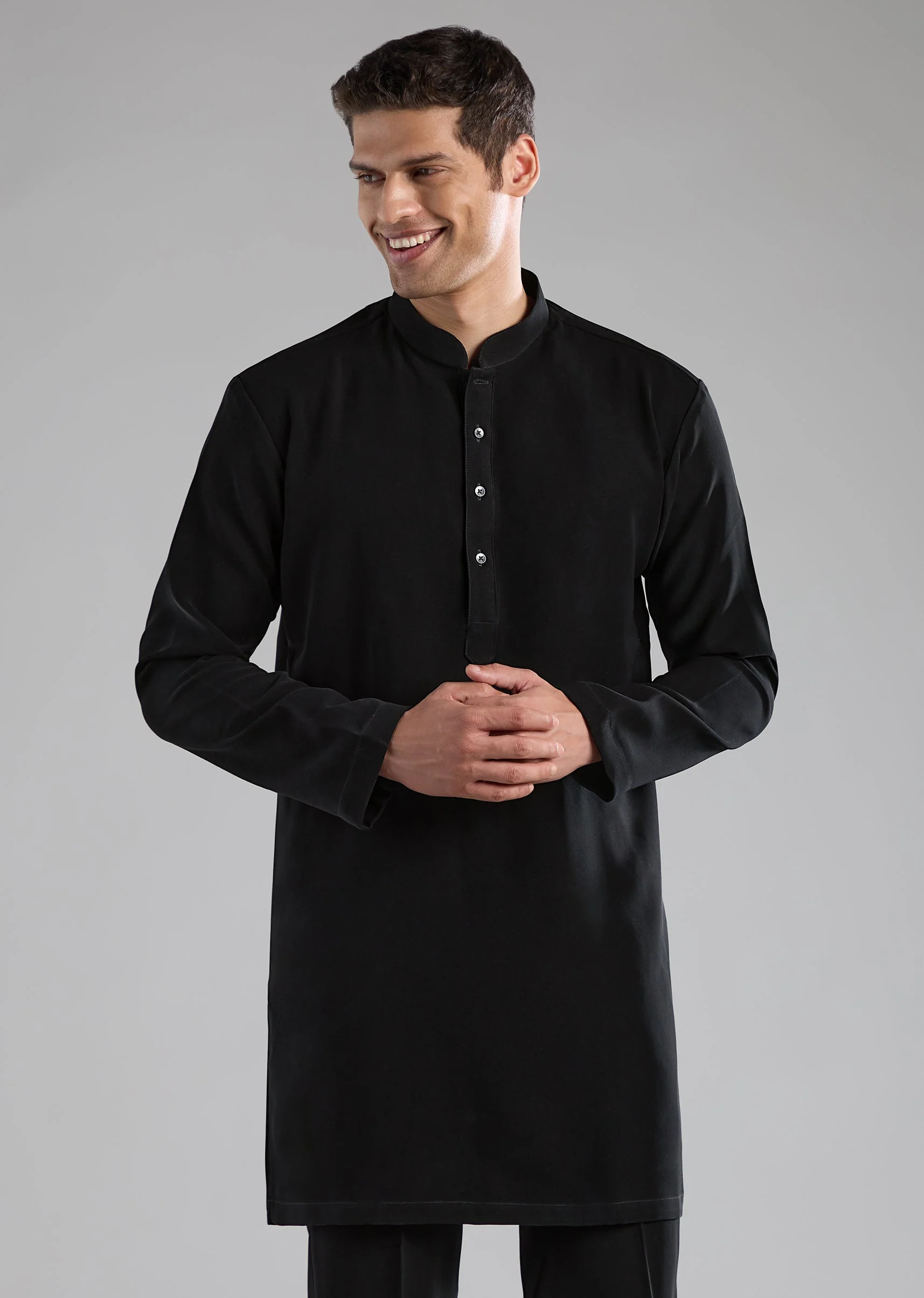 Black Embellished Jodhpuri Kurta Set with Resham Work - Image 6