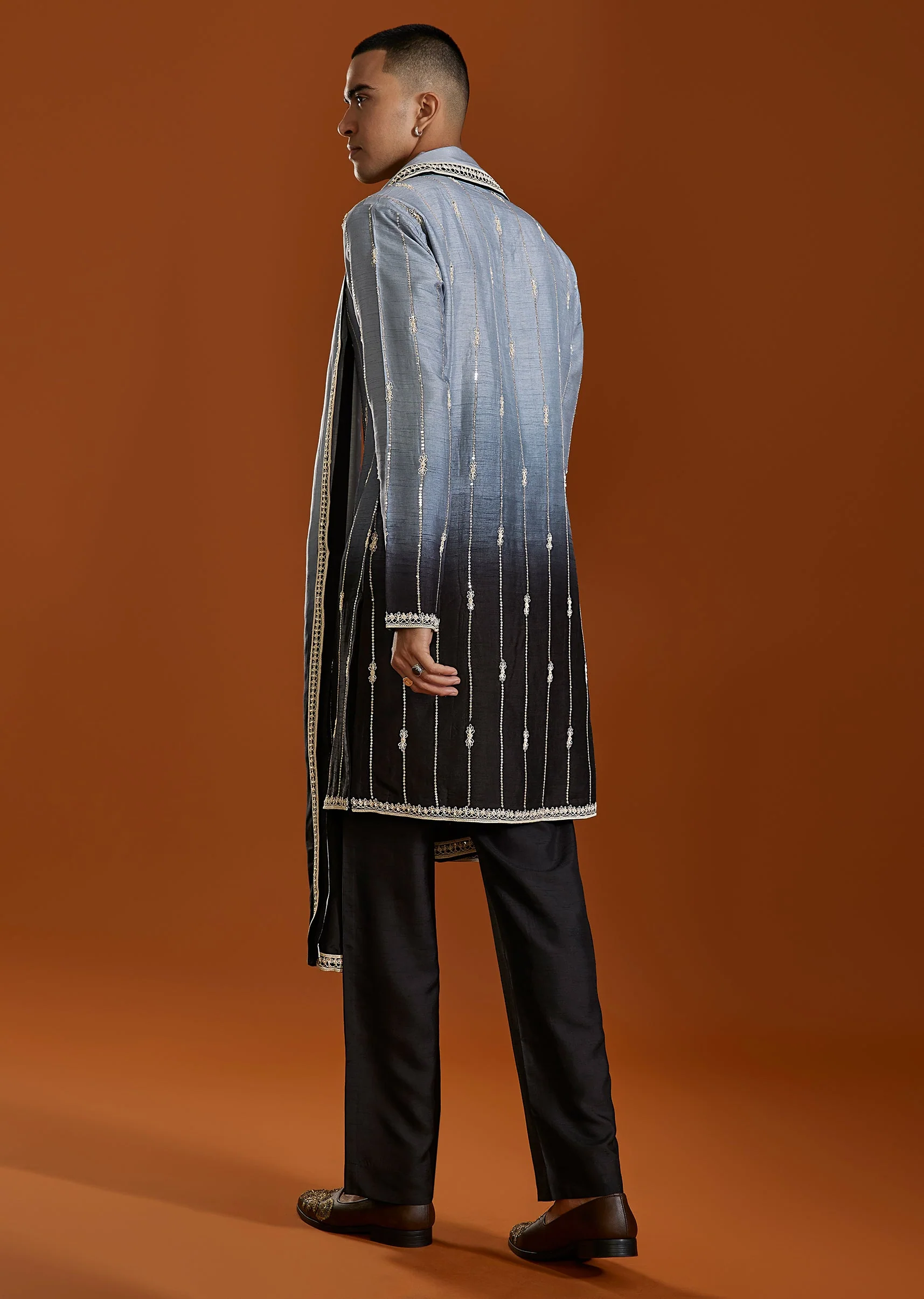 Black Embroidered Kurta Set With Dupatta - Image 5