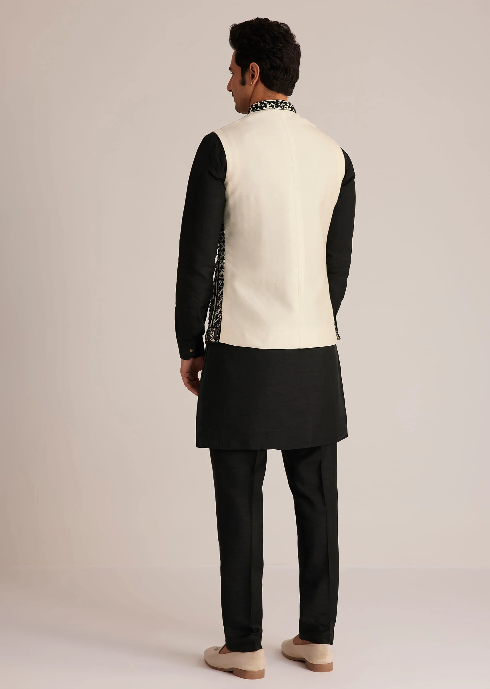 Black Embroidered Nehru Jacket Set - Image 6