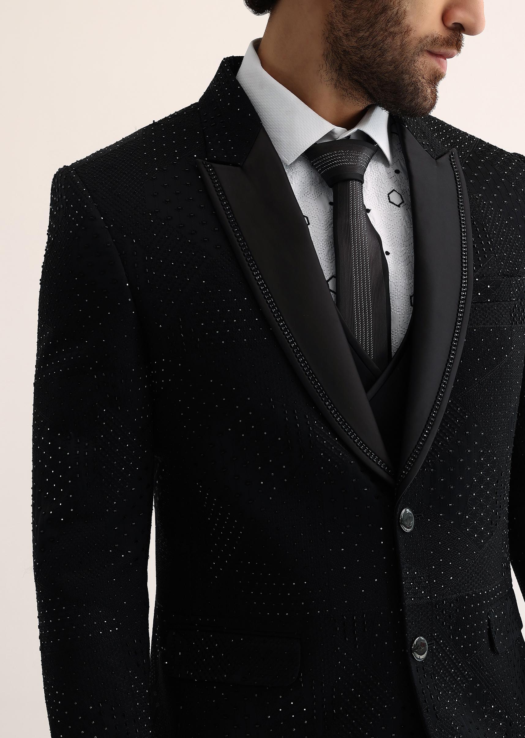 Black Embroidered Tuxedo - Image 2
