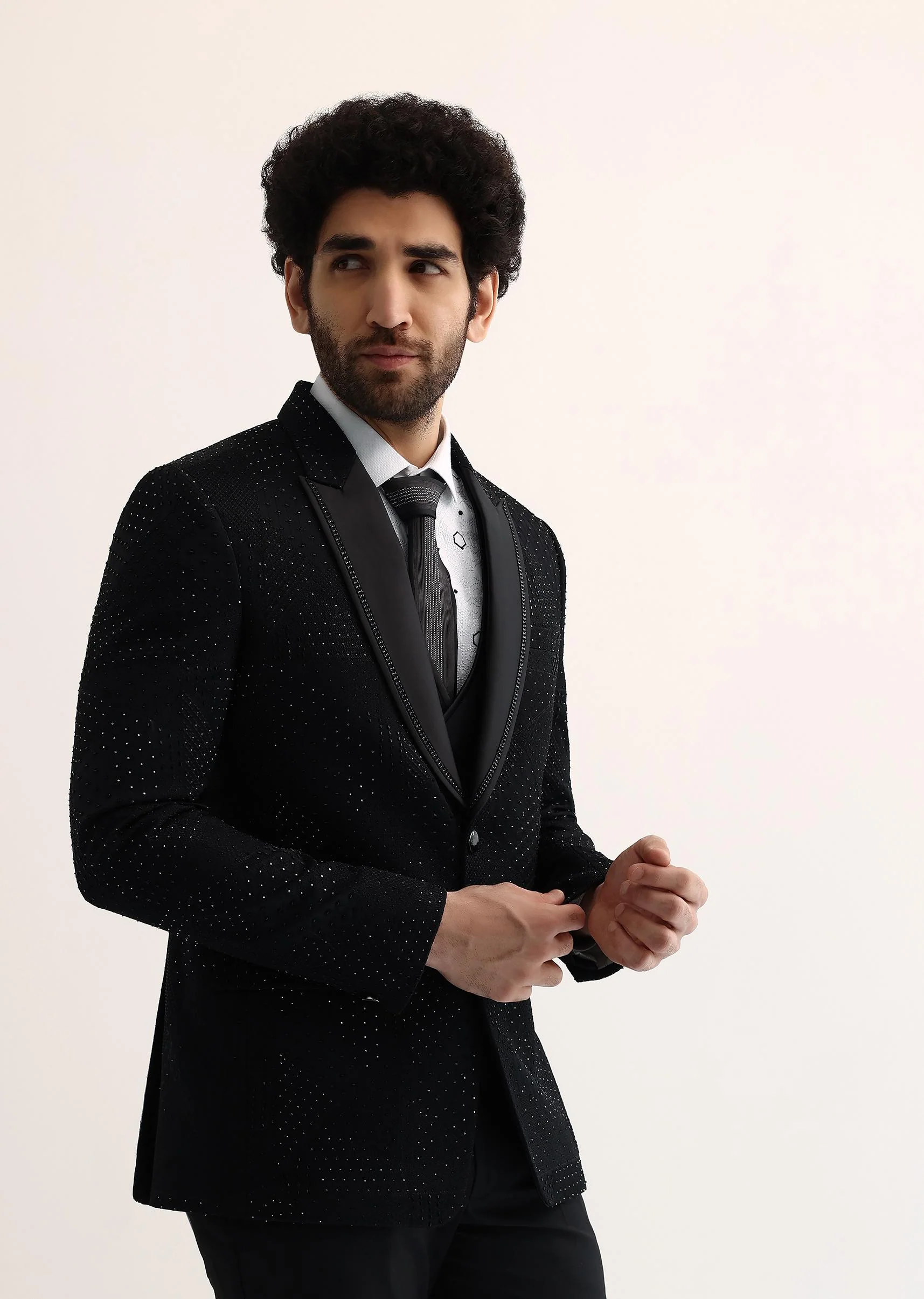 Black Embroidered Tuxedo - Image 3