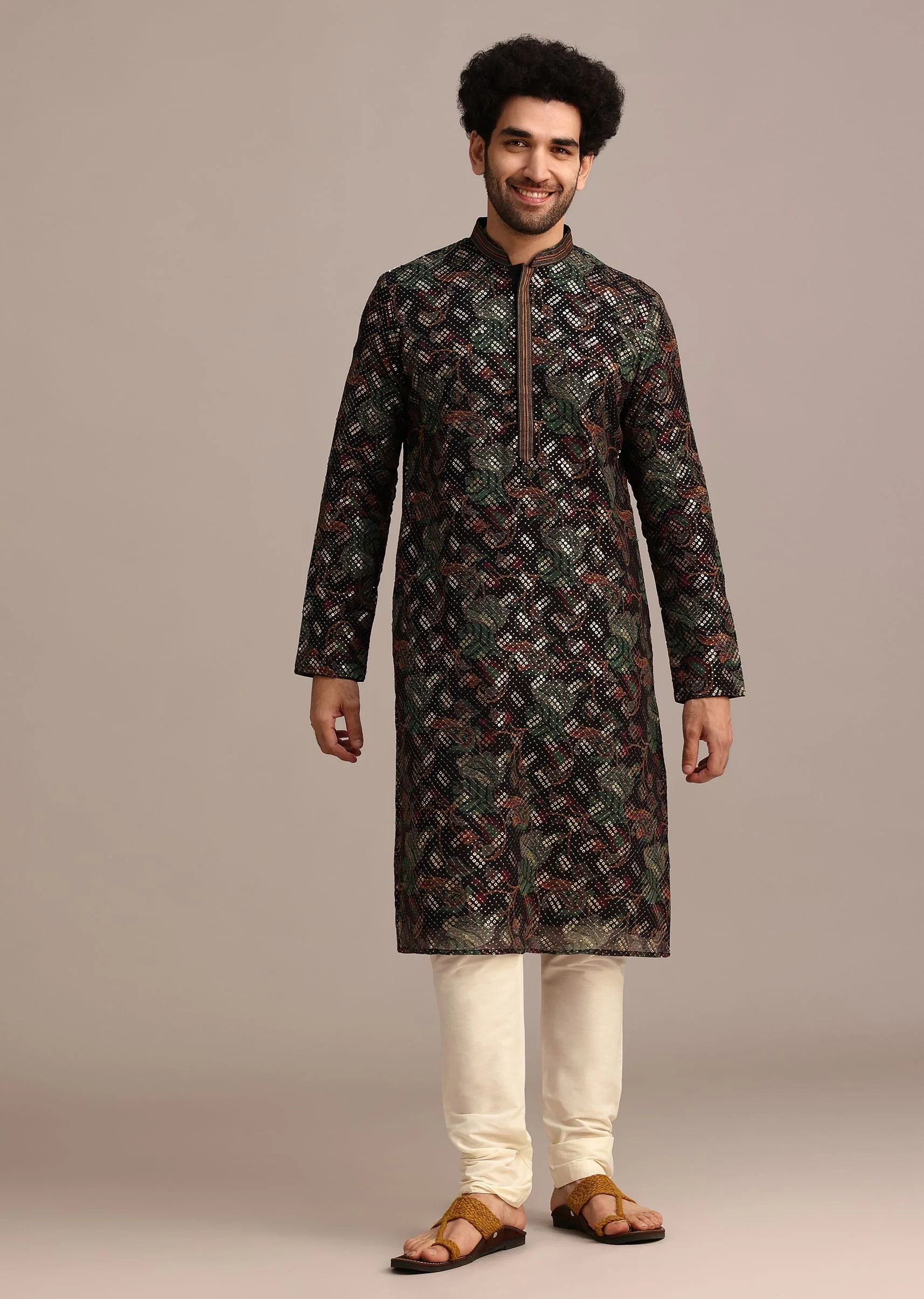 Black Georgette Sequin Work Kurta Set