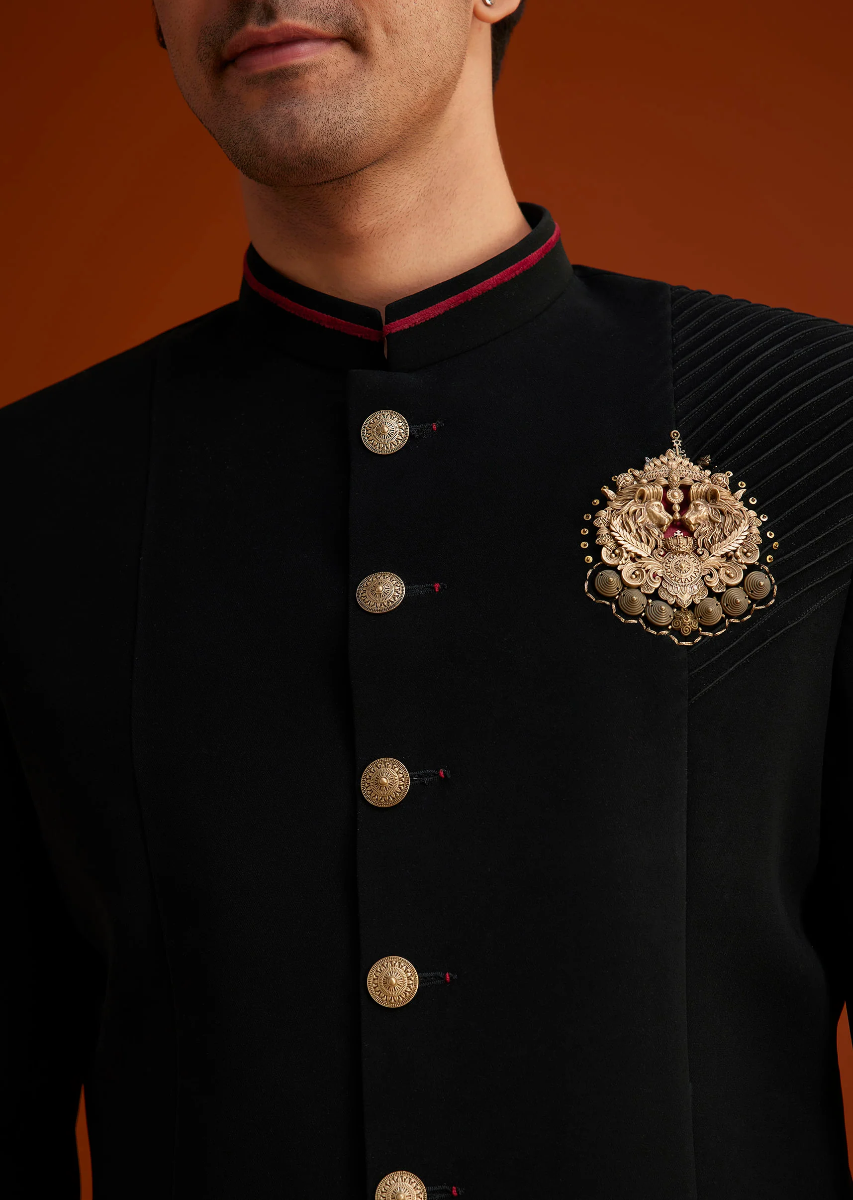 Black Indo Western Sherwani Set - Image 3