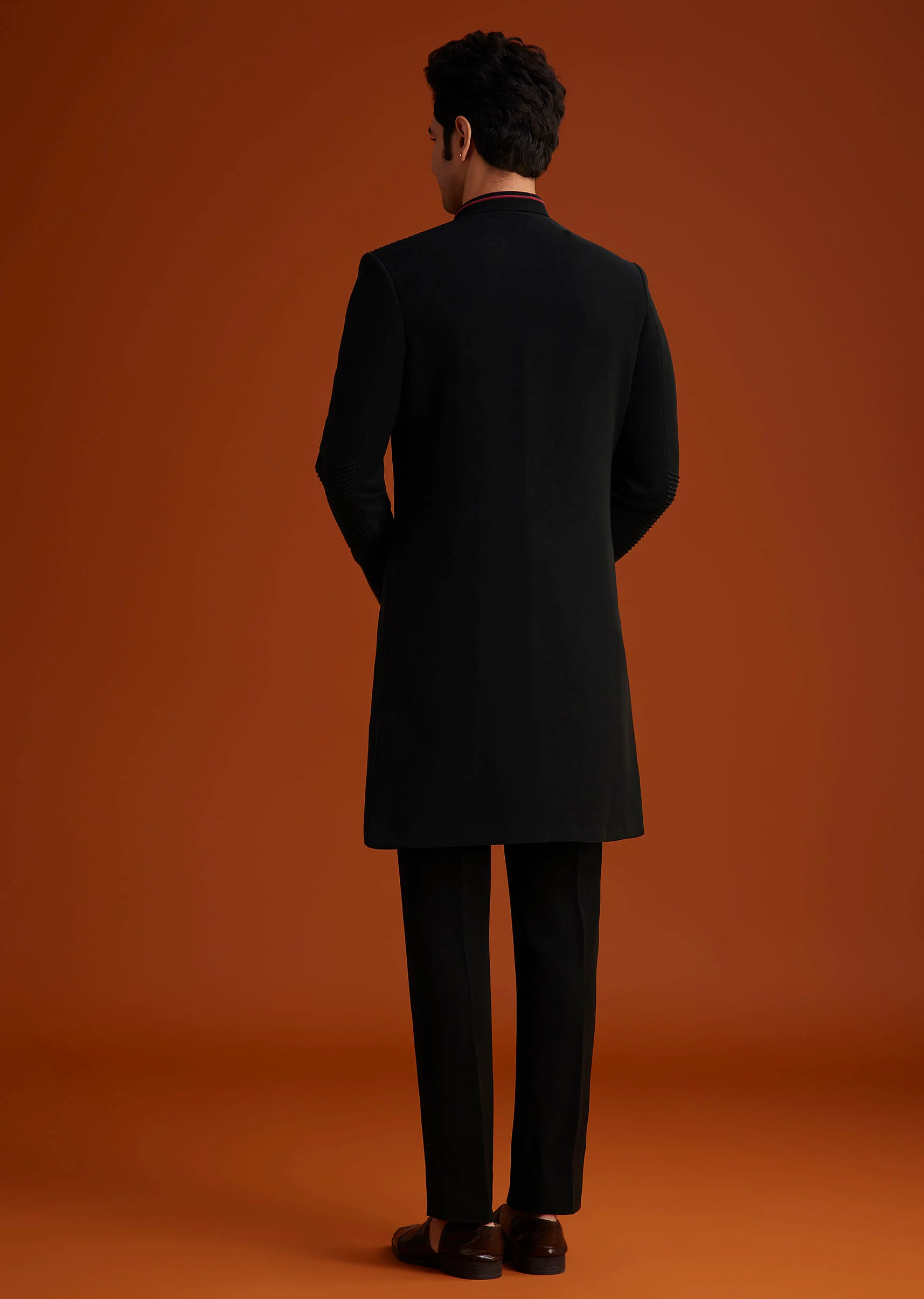 Black Indo Western Sherwani Set - Image 5