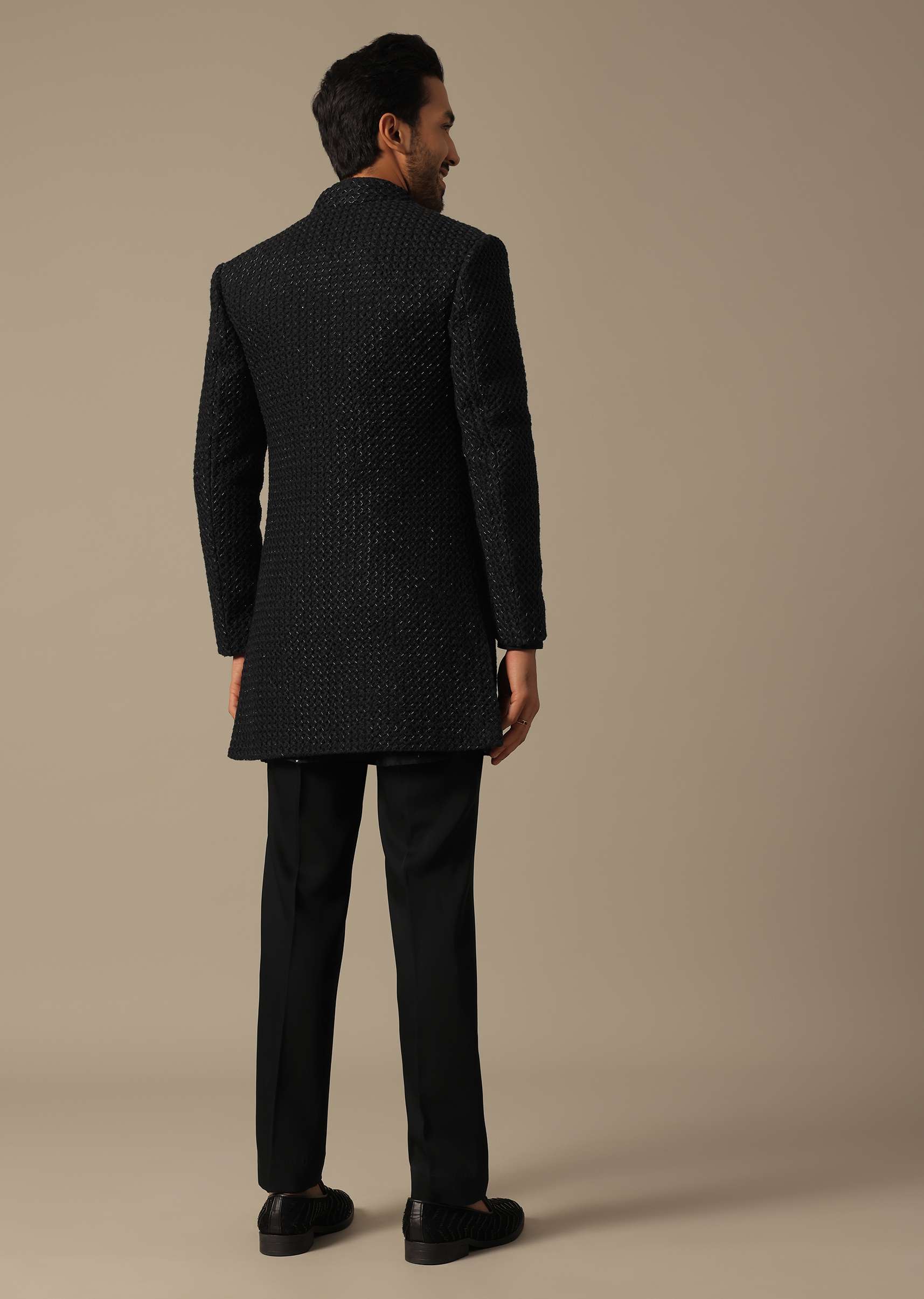Black Indowestern Set For Grooms - Image 2