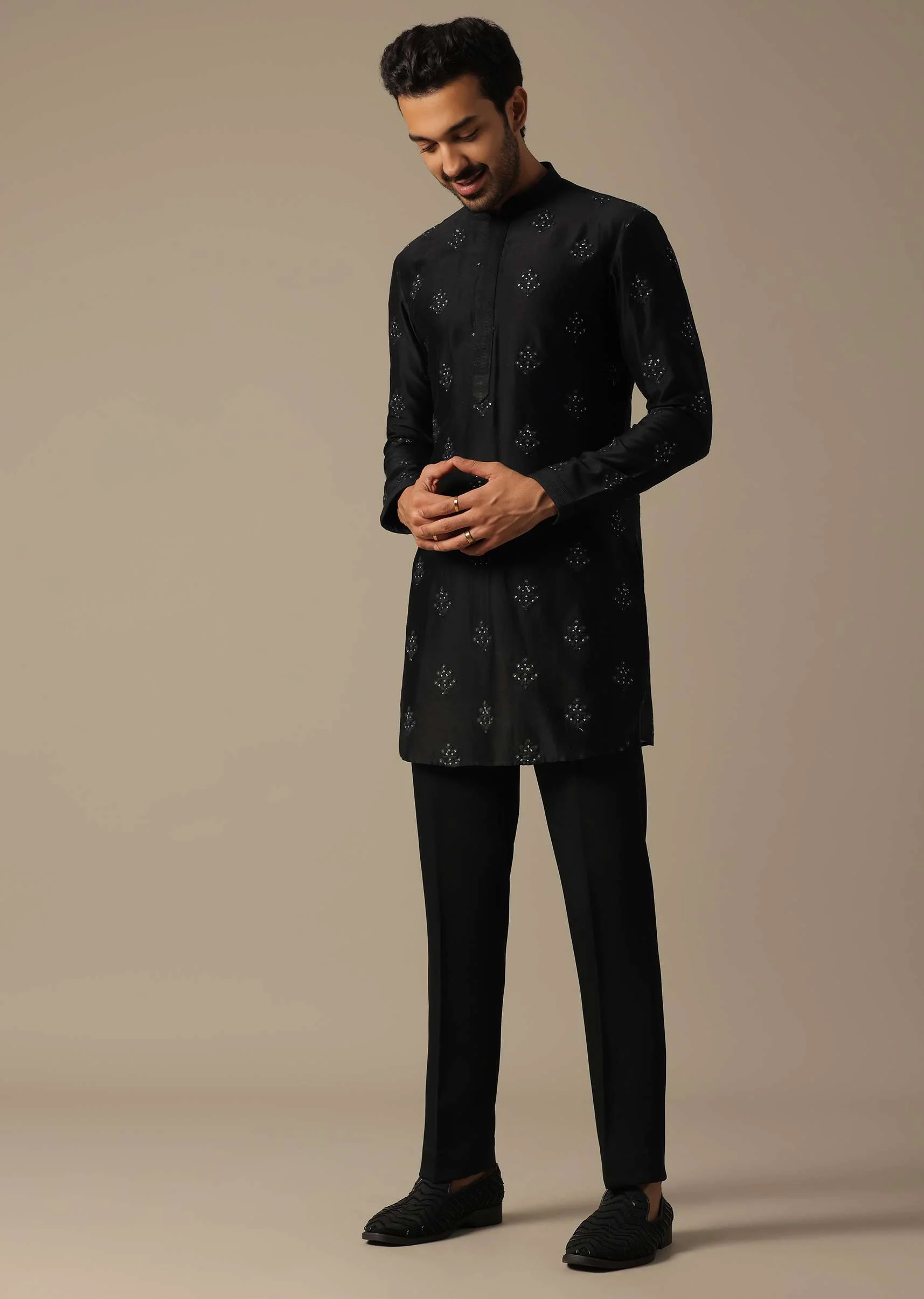 Black Indowestern Set For Grooms - Image 8