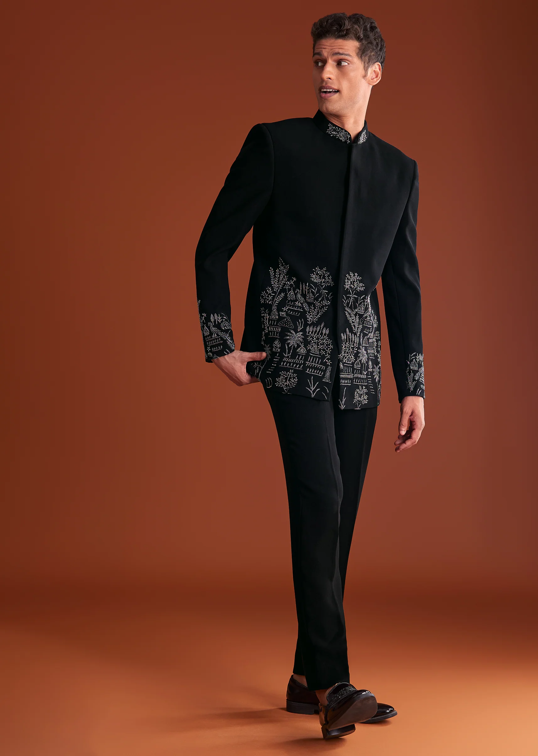 Black Jodhpuri Suit In Lachkaa With Hand Embroidery - Image 3