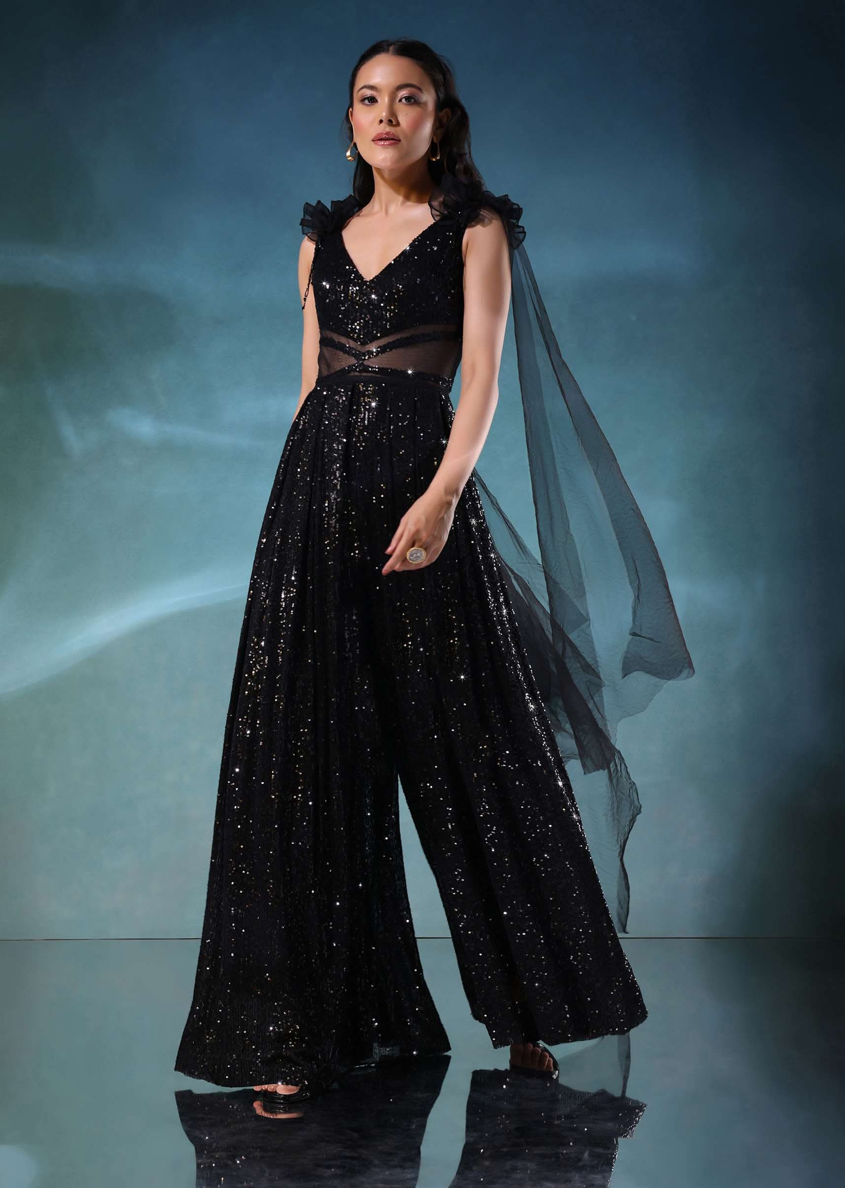 Black Jumpsuit In Sequins - Image 5
