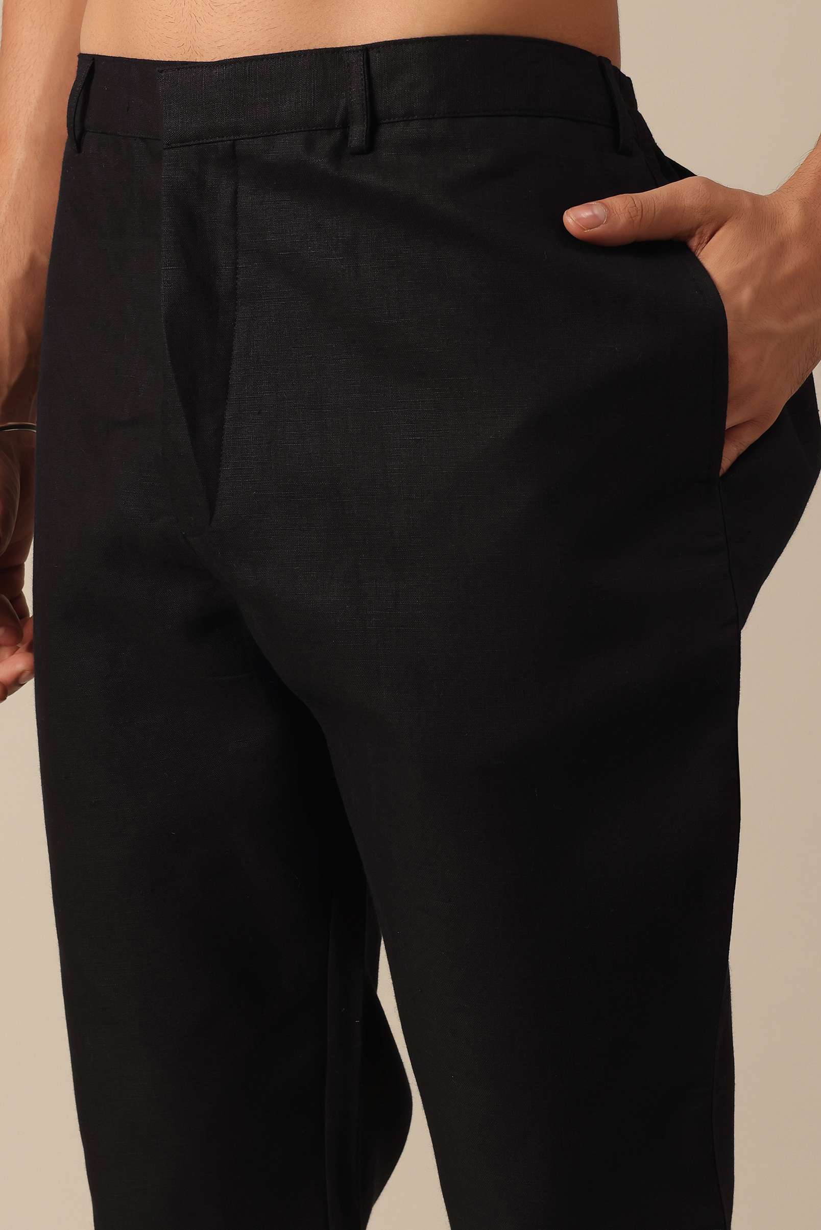 Black Linen Jacket And Kurta Set - Image 7