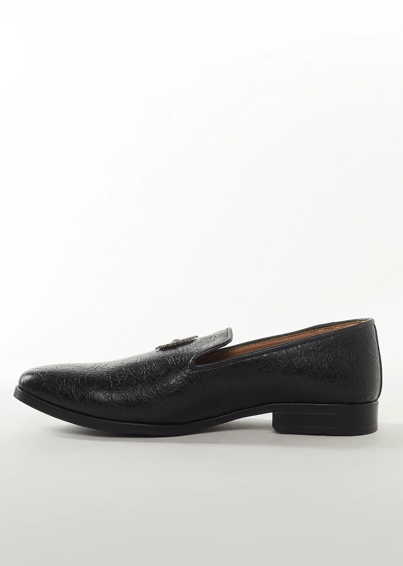 Black Mens Footwear With Metal Detail Work - Image 4