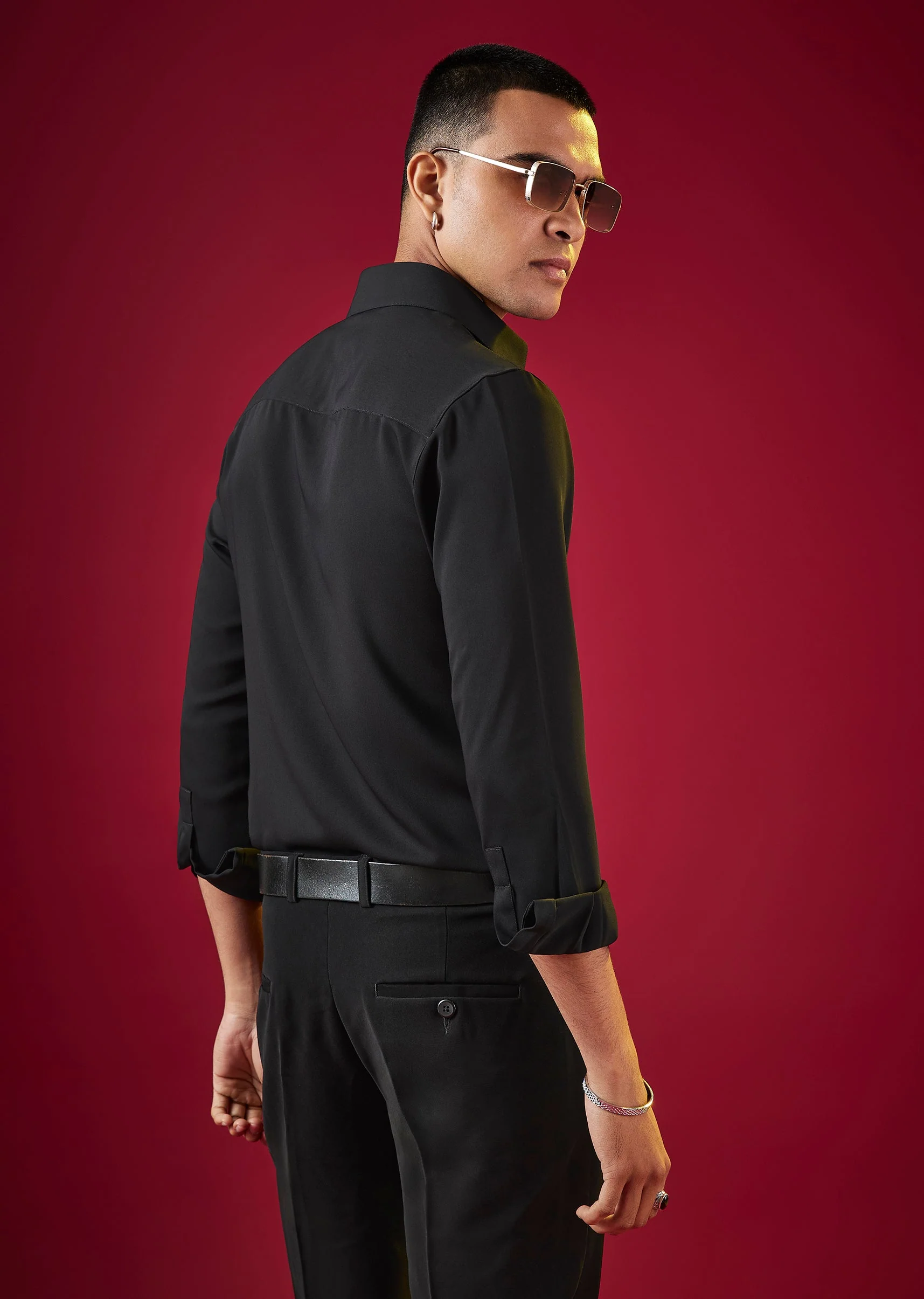 Black Minimal Occasion Shirt for Men - Image 4
