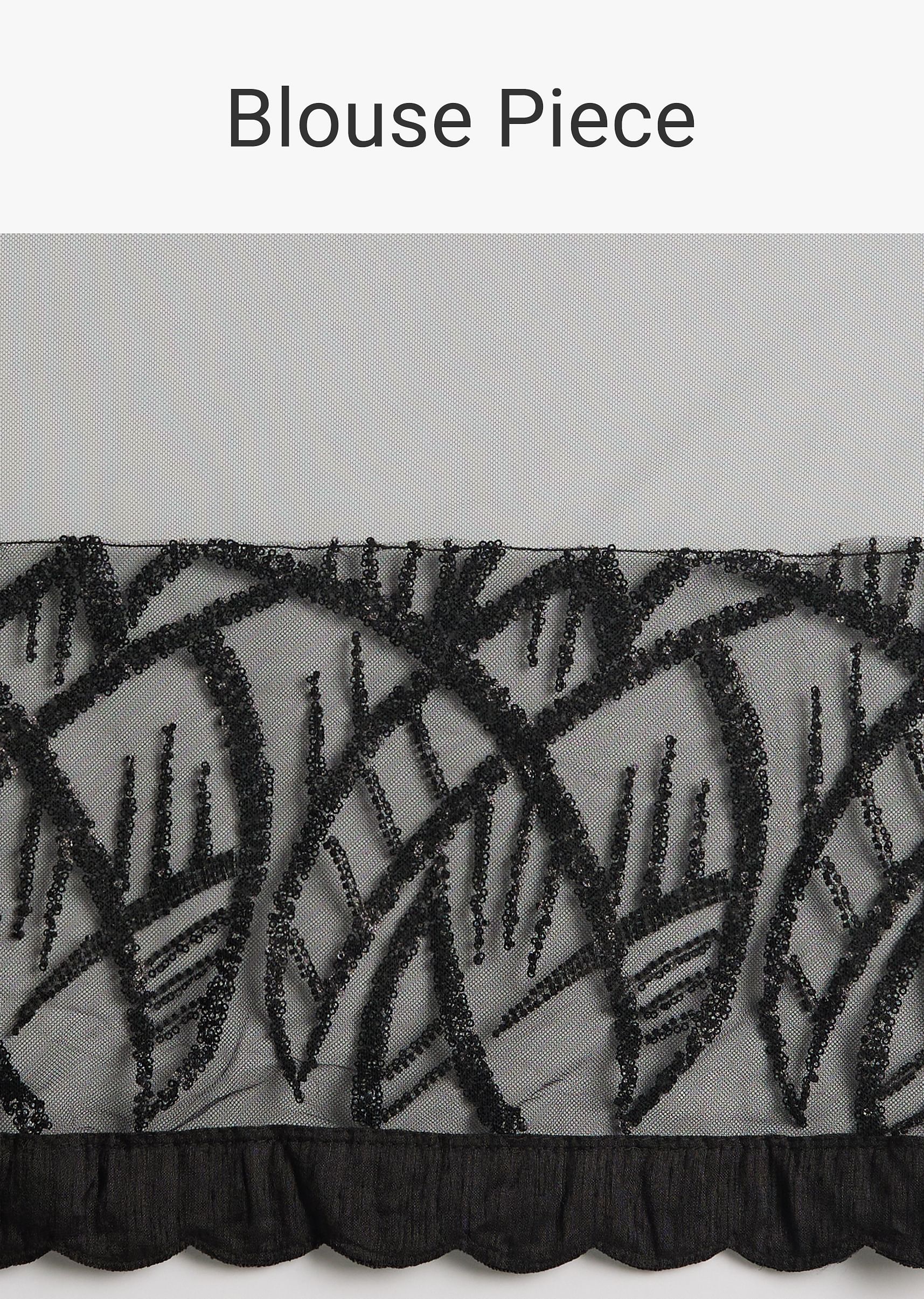 Black Net Saree With Sequins And Stones Embroidery - Image 10