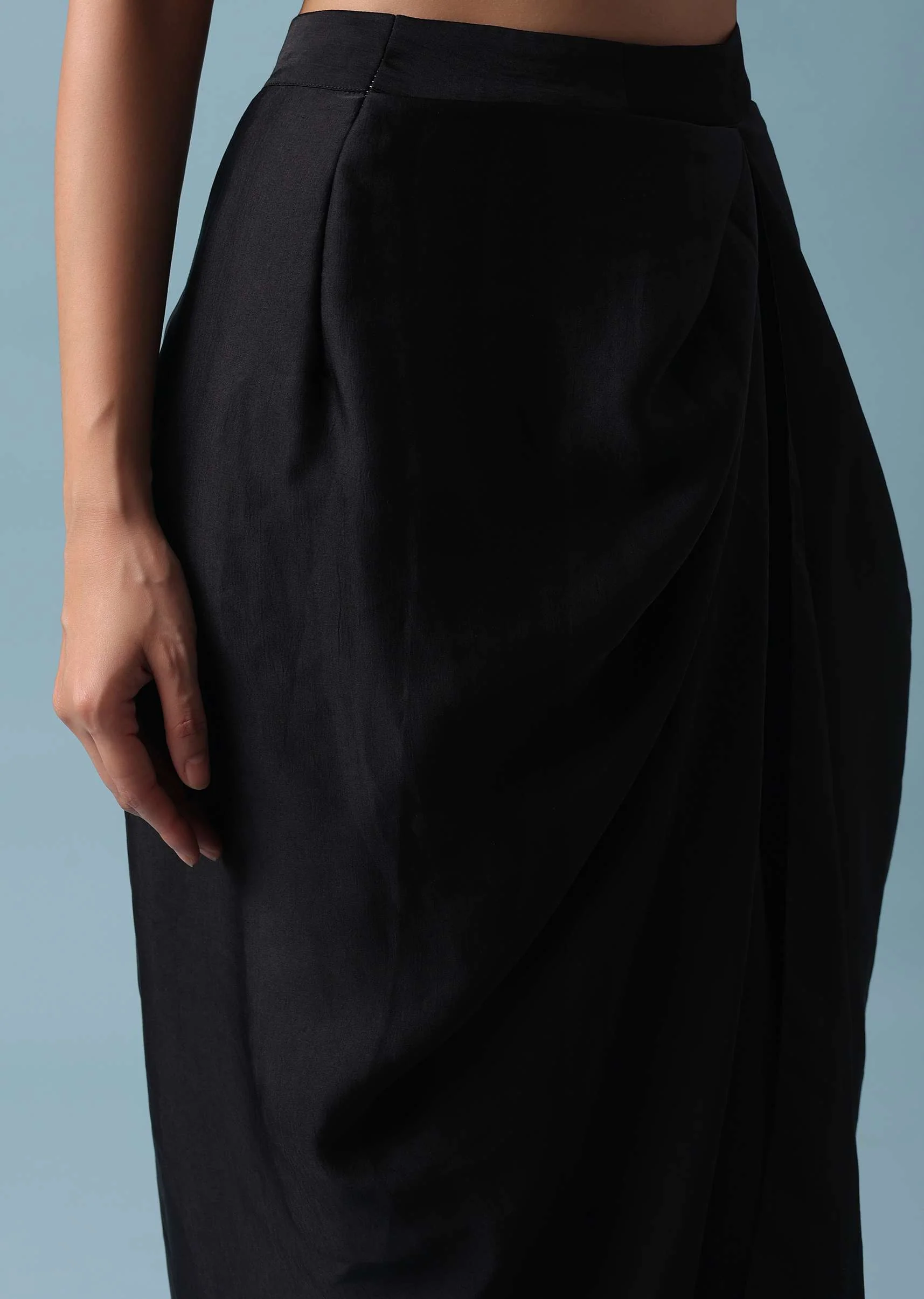 Black Organza Top And Dhoti Set with Zari Work - Image 6