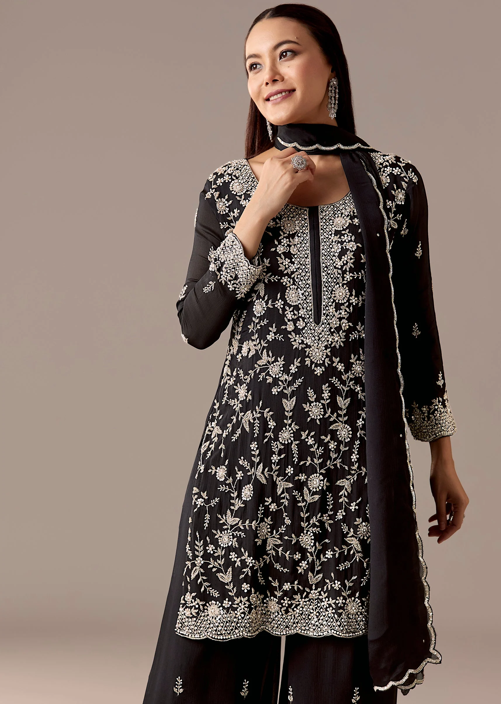 Black Pakistani Style And Palazzo Suit Sets - Image 4