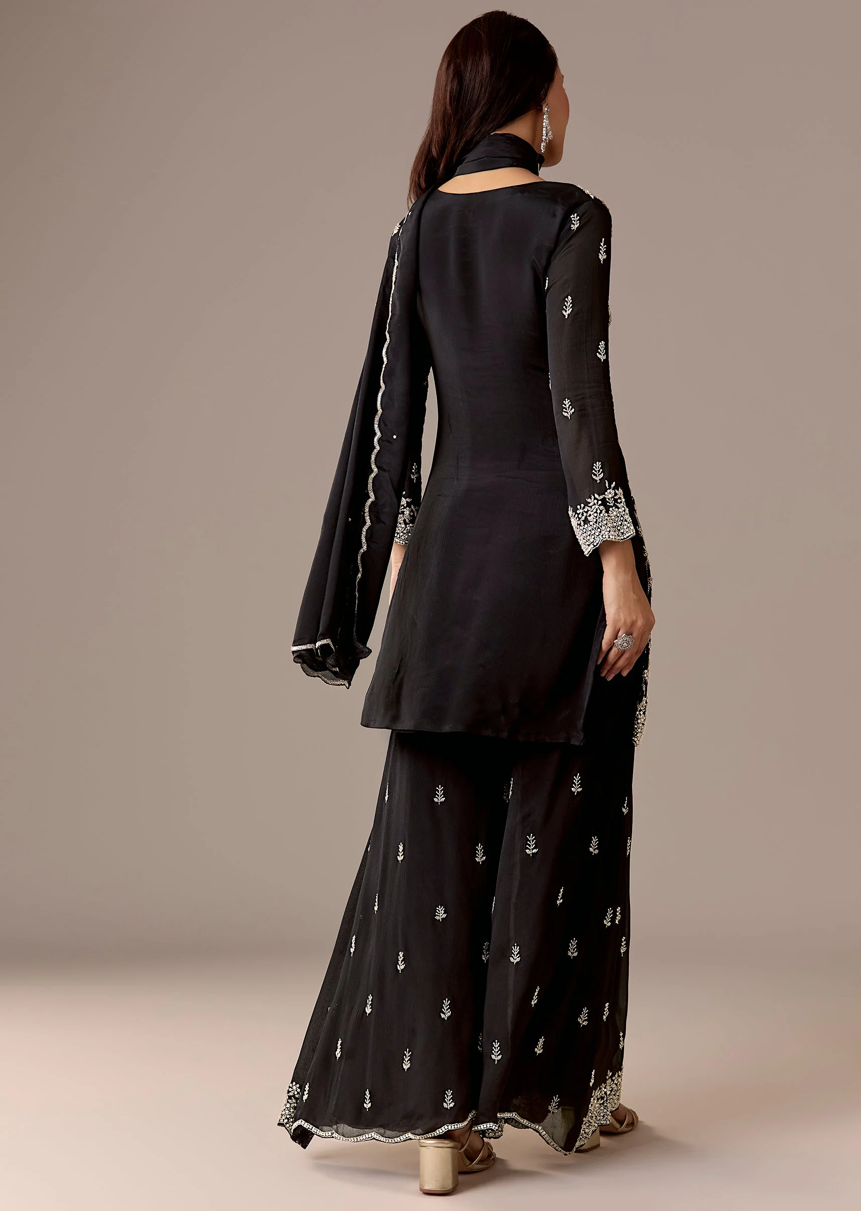 Black Pakistani Style And Palazzo Suit Sets - Image 5