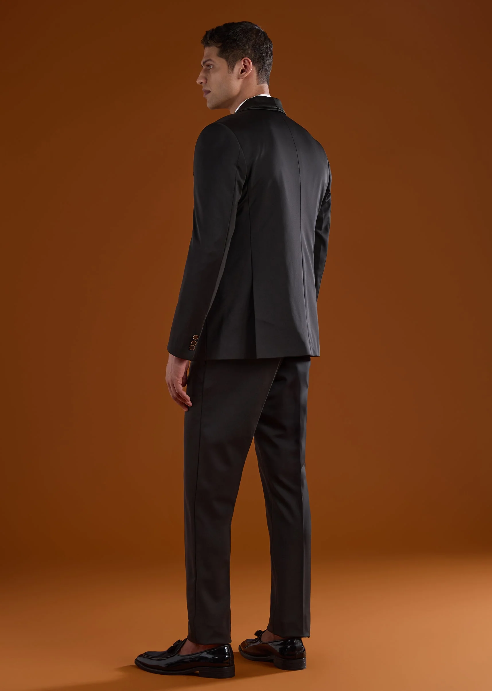 Black Rayon Mens Tuxedo For Reception And Cocktail Wear - Image 5