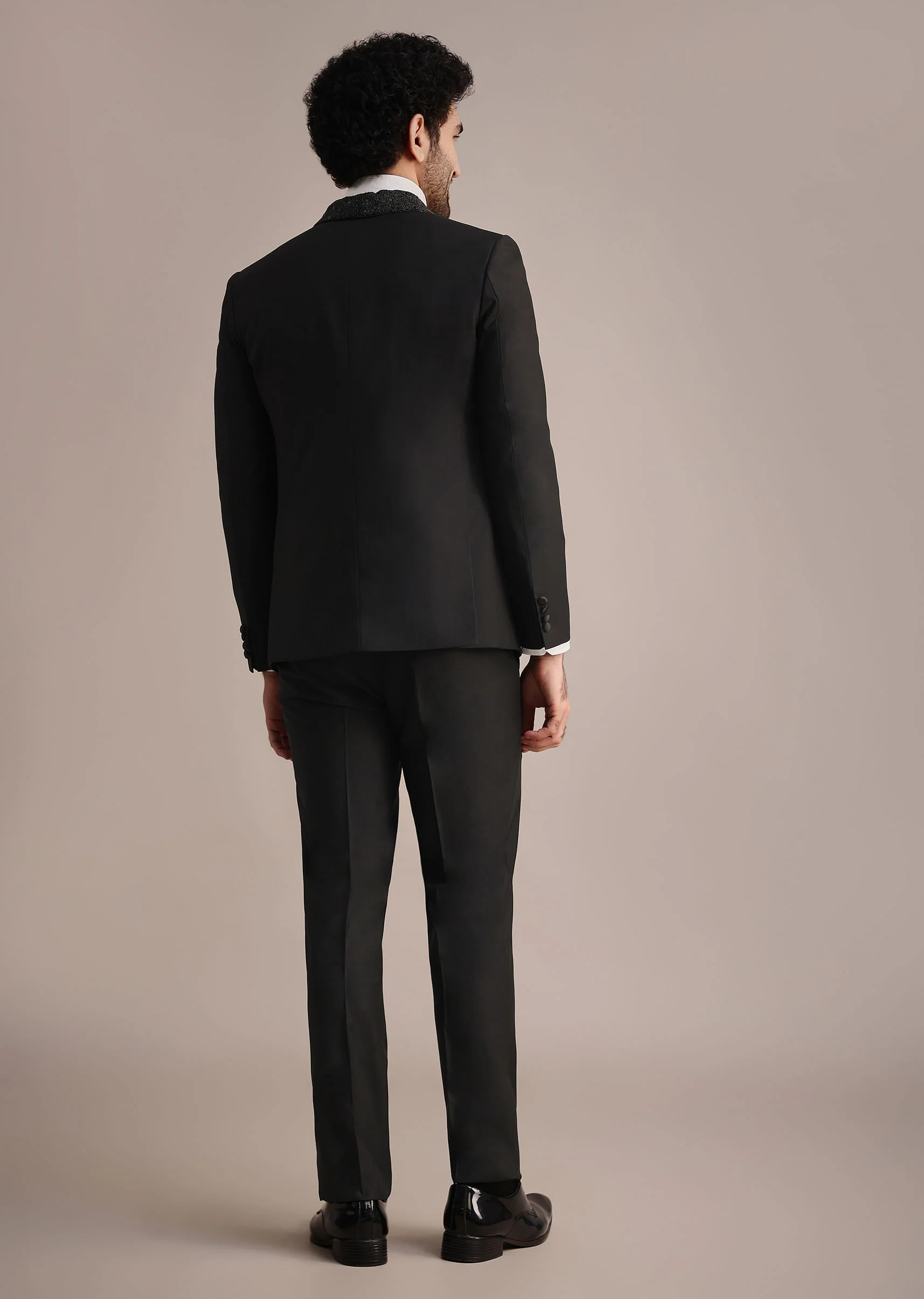 Black Rayon Tuxedo With Beaded Lapel - Image 5