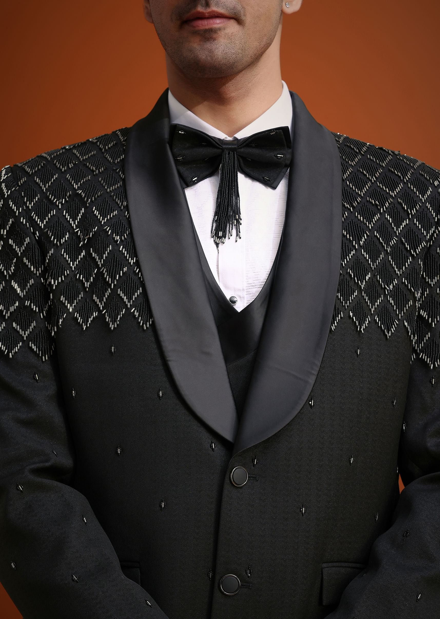 Black Salli Embellished Tuxedo Set - Image 2