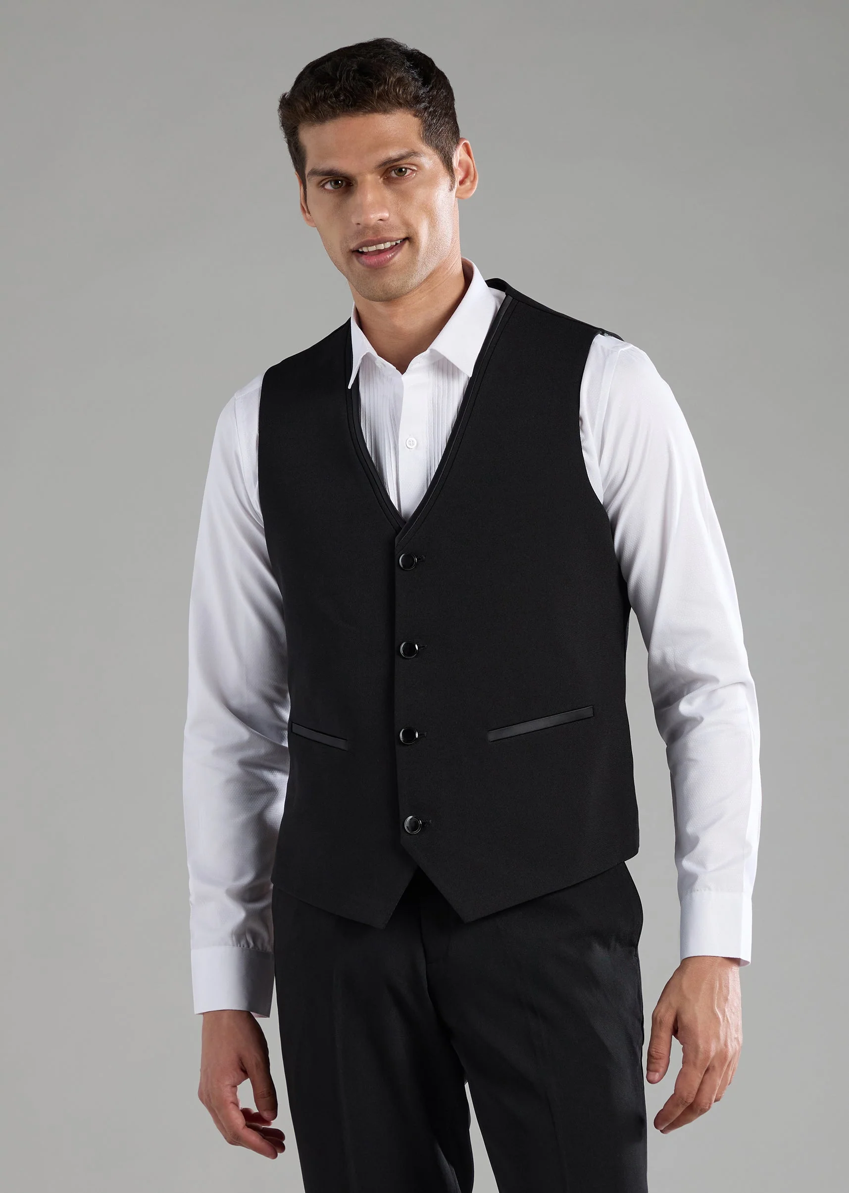 Black Silk Cutdana Embellished Tuxedo Set with Bow Tie - Image 6