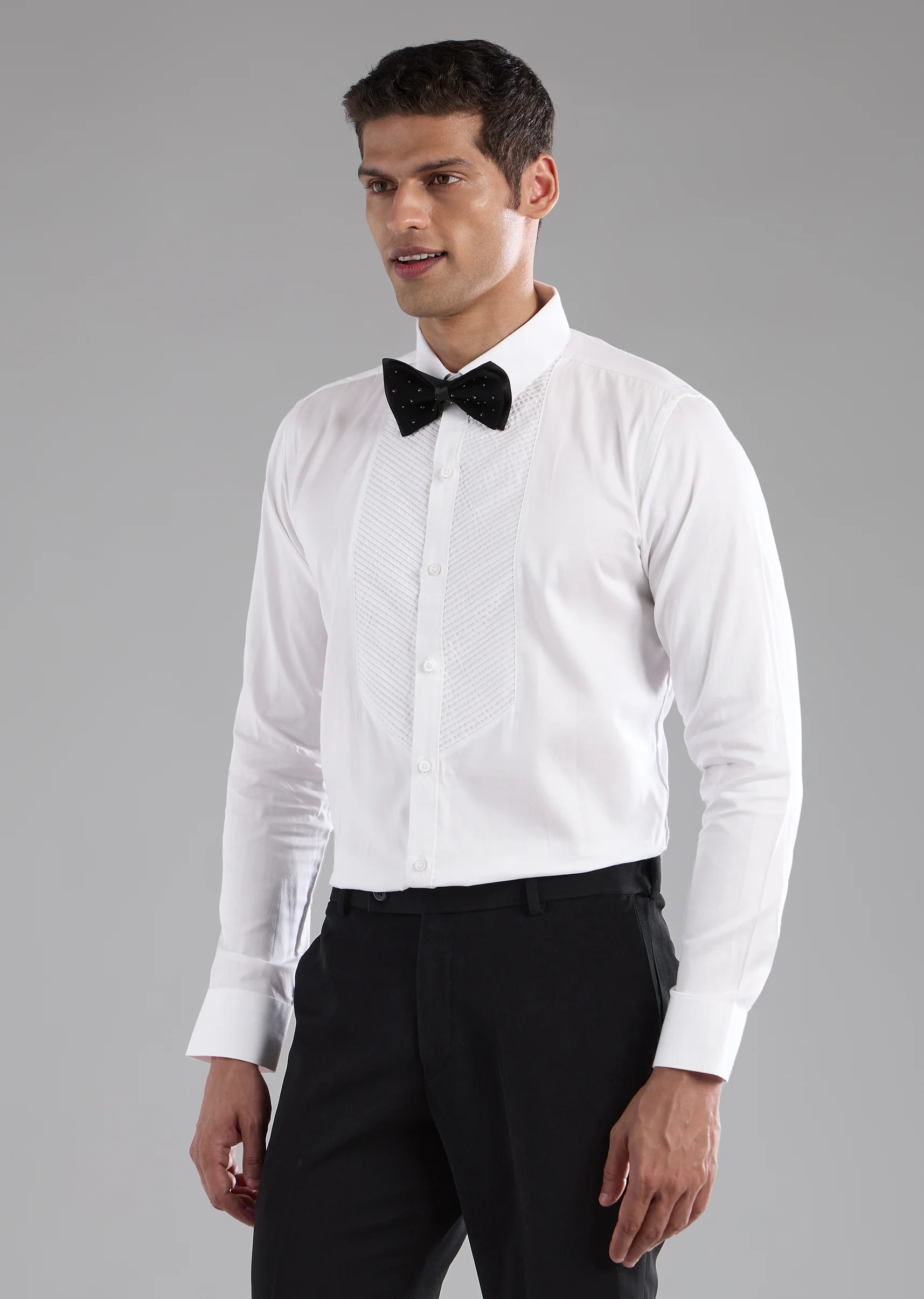 Black Stone Work Tuxedo, Shirt and Bow Set - Image 7