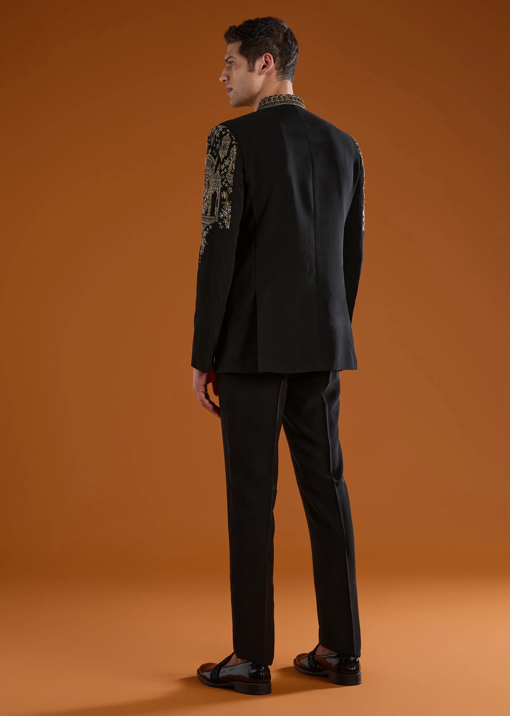 Black Suiting Jodhpuri Pant Set with Embroidery - Image 5