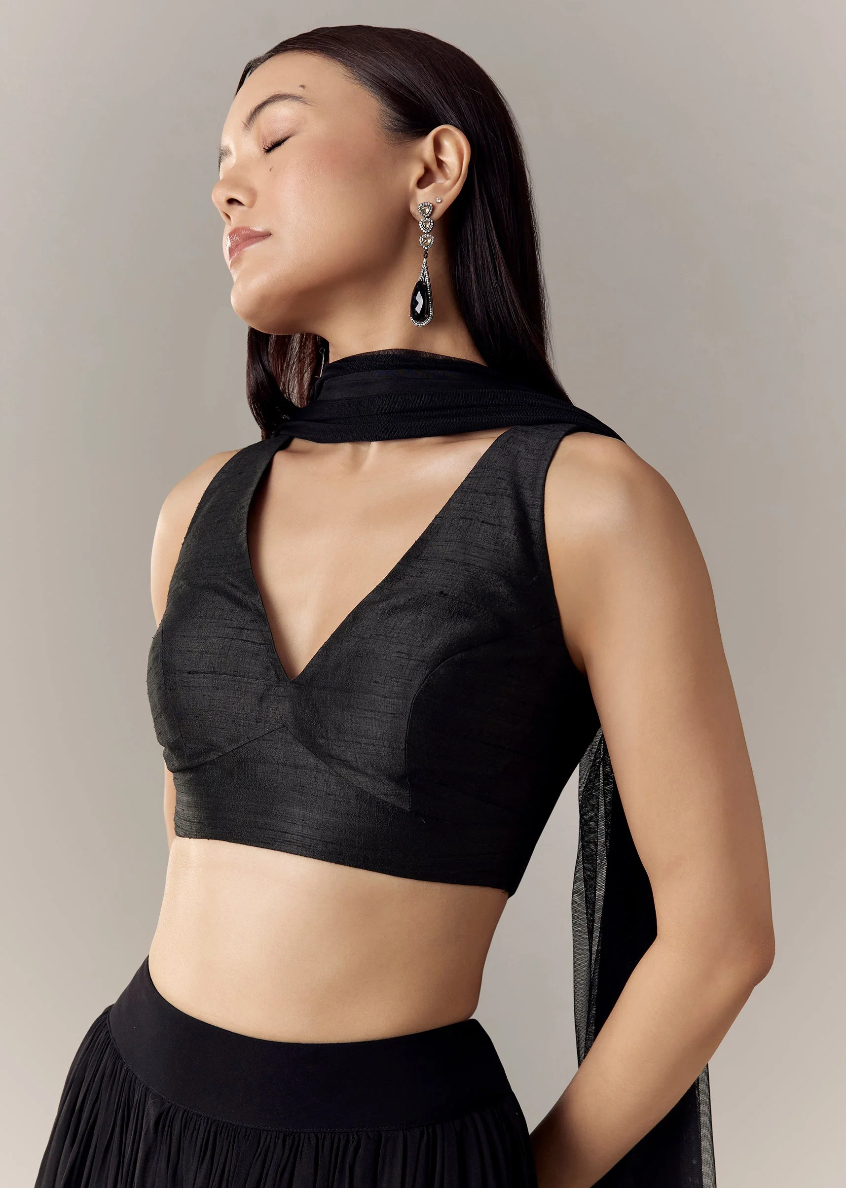 Black Sweetheart Corset Tie Up Blouse