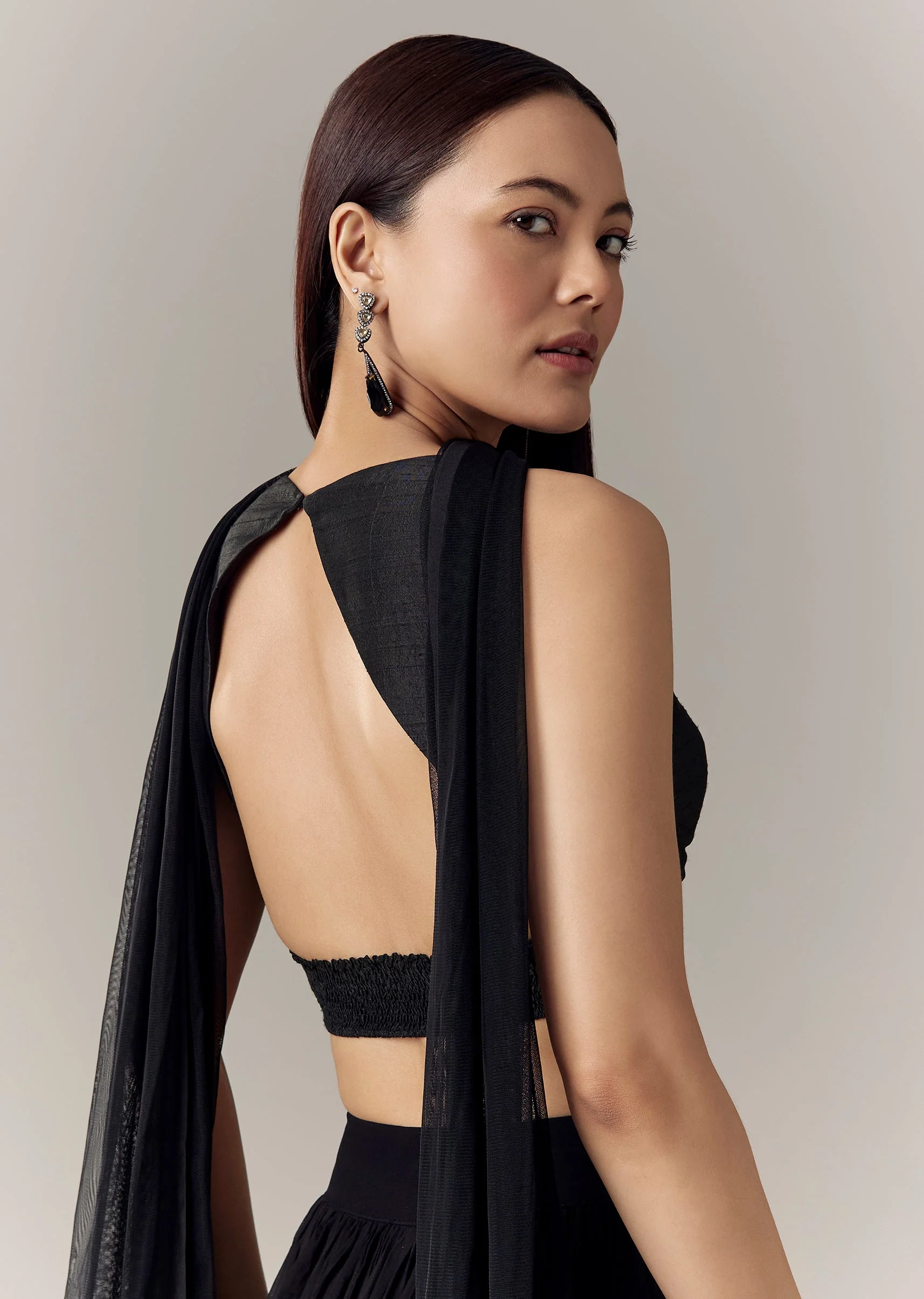 Black Sweetheart Corset Tie Up Blouse - Image 2